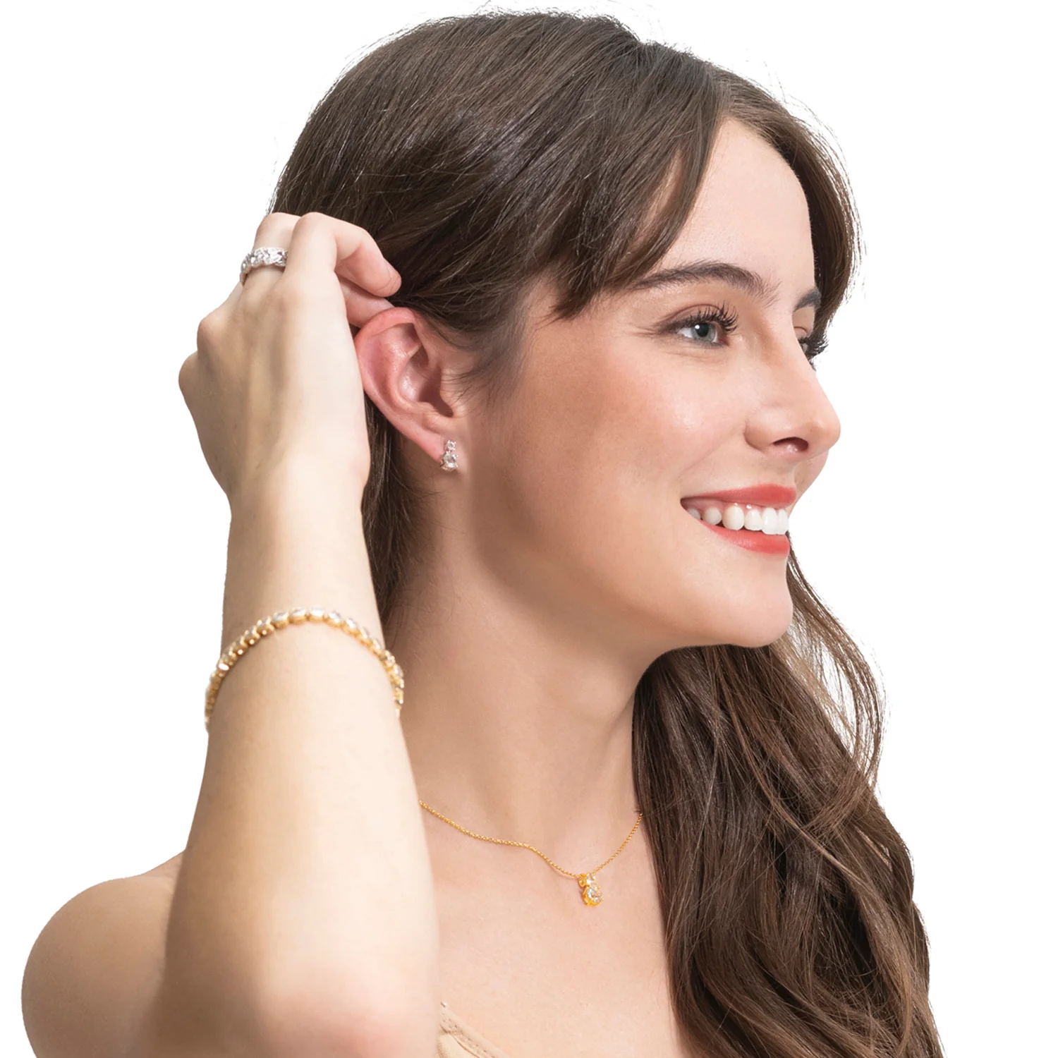 Jasmine 18k White Gold Plated Drop Earrings with Swarovski Crystals - Image 6