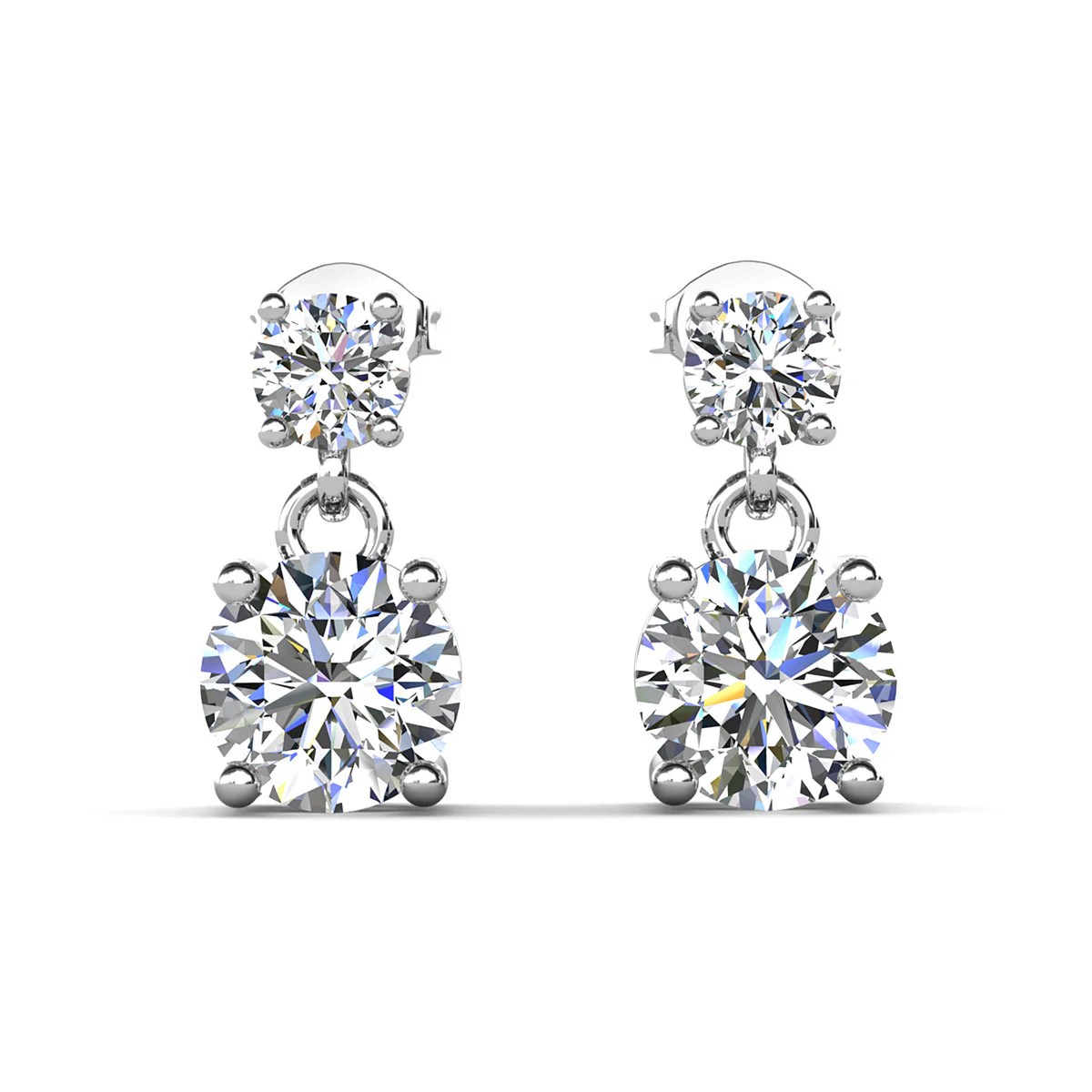 Jasmine 18k White Gold Plated Drop Earrings with Swarovski Crystals - Image 7