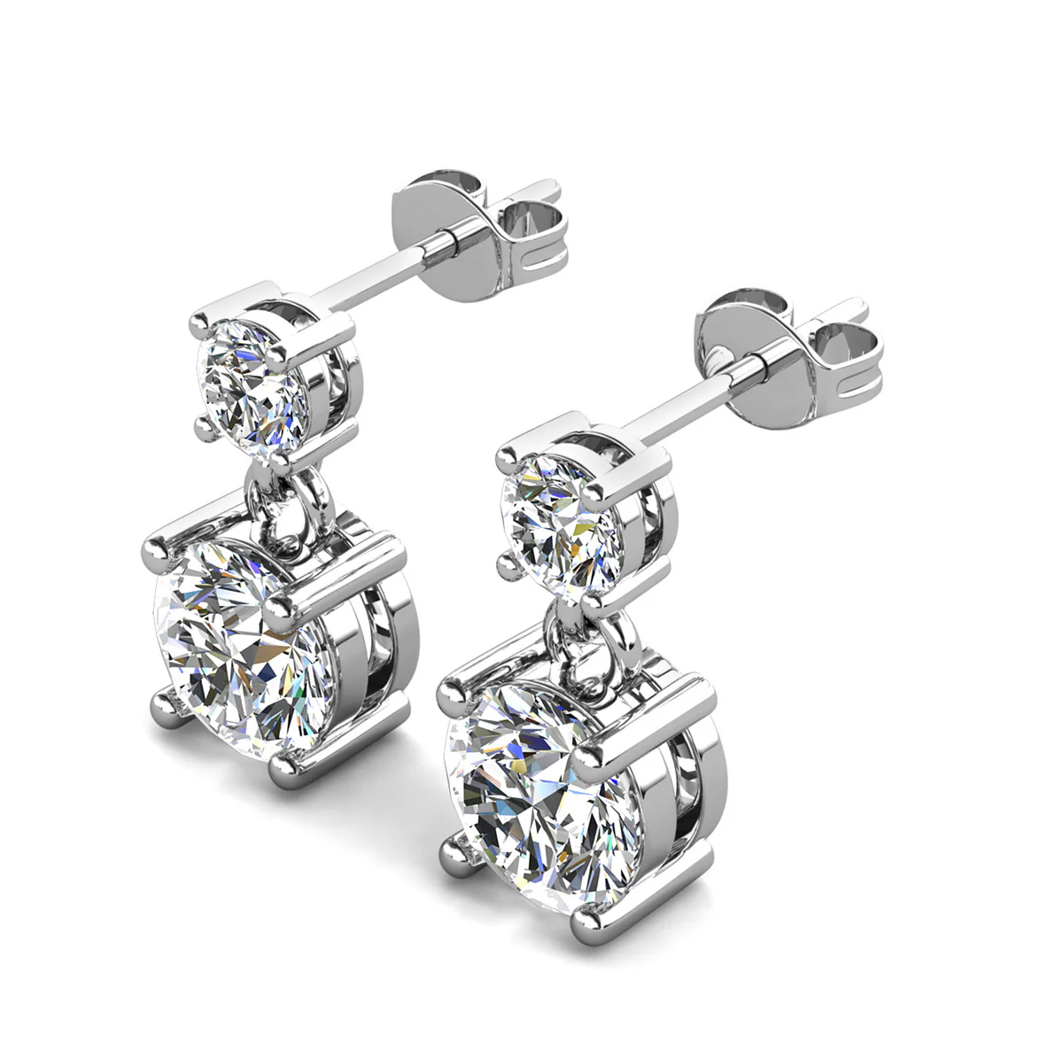 Jasmine 18k White Gold Plated Drop Earrings with Swarovski Crystals - Image 8