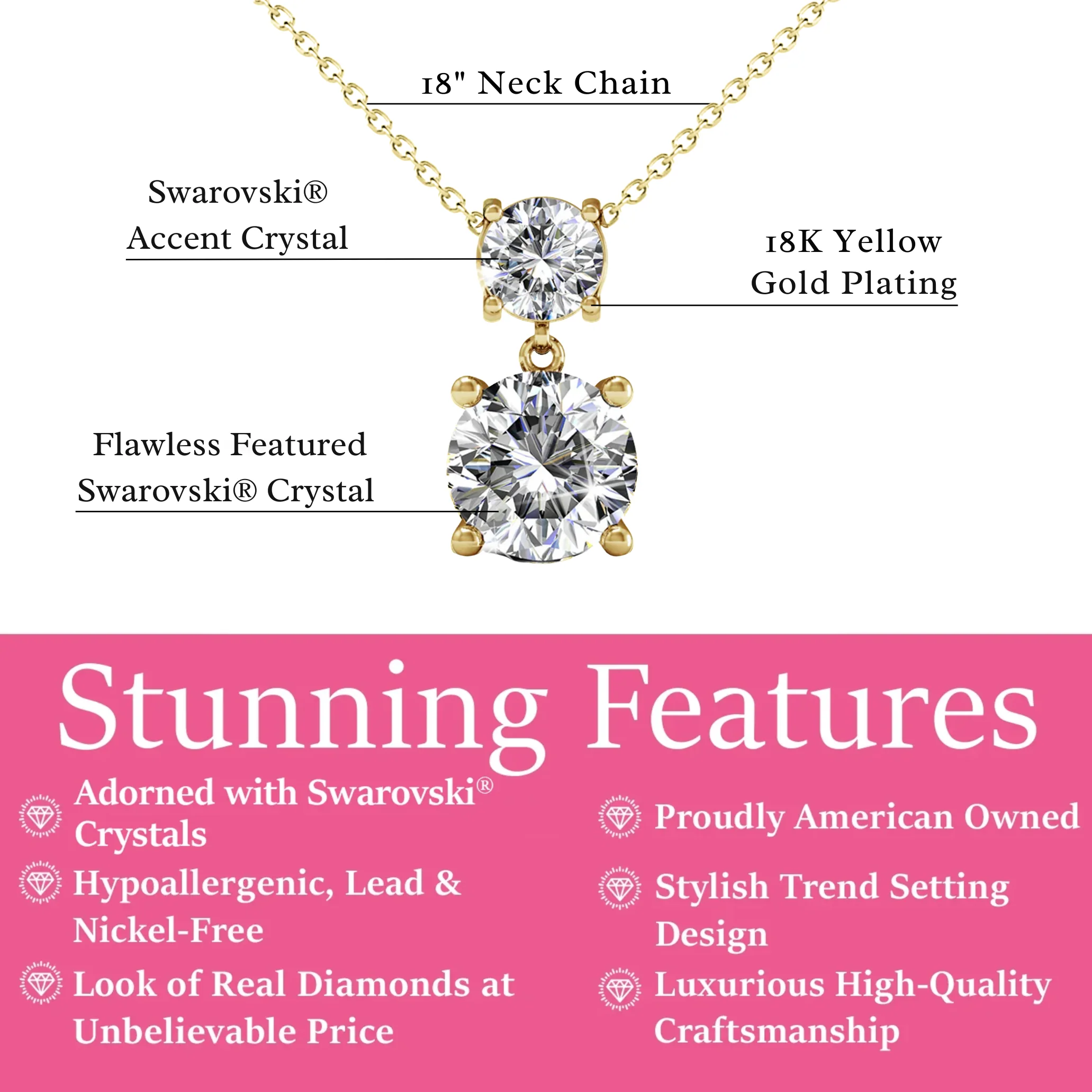 Jasmine 18k White Gold Plated Drop Necklace with Swarovski Crystals - Image 9