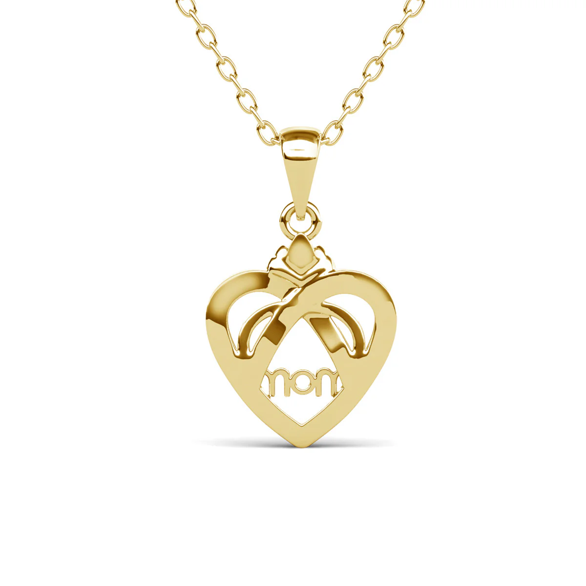 Jenna 18k White Gold Plated Mom Heart Necklace with Simulated Diamond Crystals - Image 12