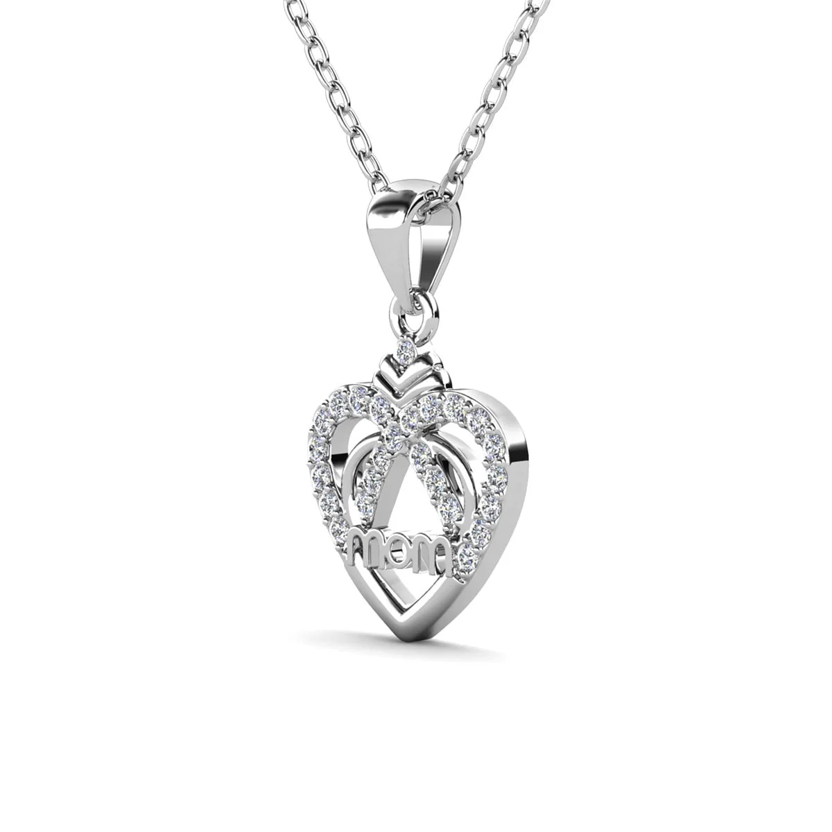 Jenna 18k White Gold Plated Necklace with Swarovski Crystals & Heartfelt Message for Mom - Image 9