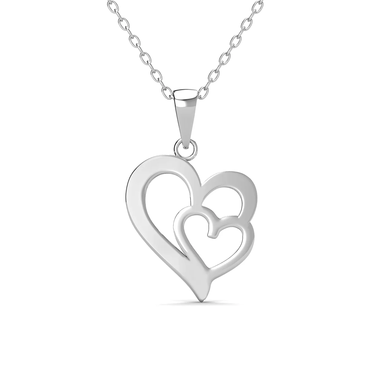 Jennifer 18k White Gold Plated Double Heart Necklace with Swarovski Crystals - Image 8