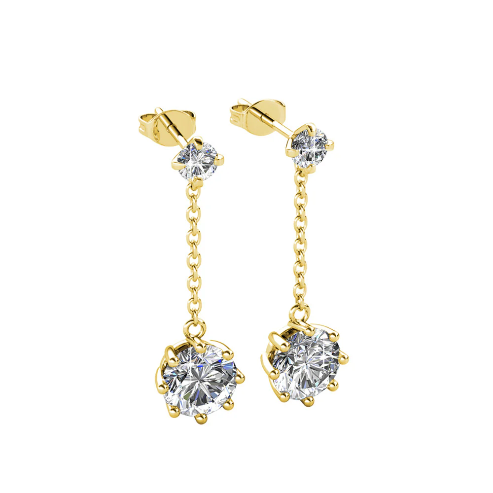 Jessie 18K White Gold Plated Dangle Stud Earrings with Swarovski Crystals - Image 10