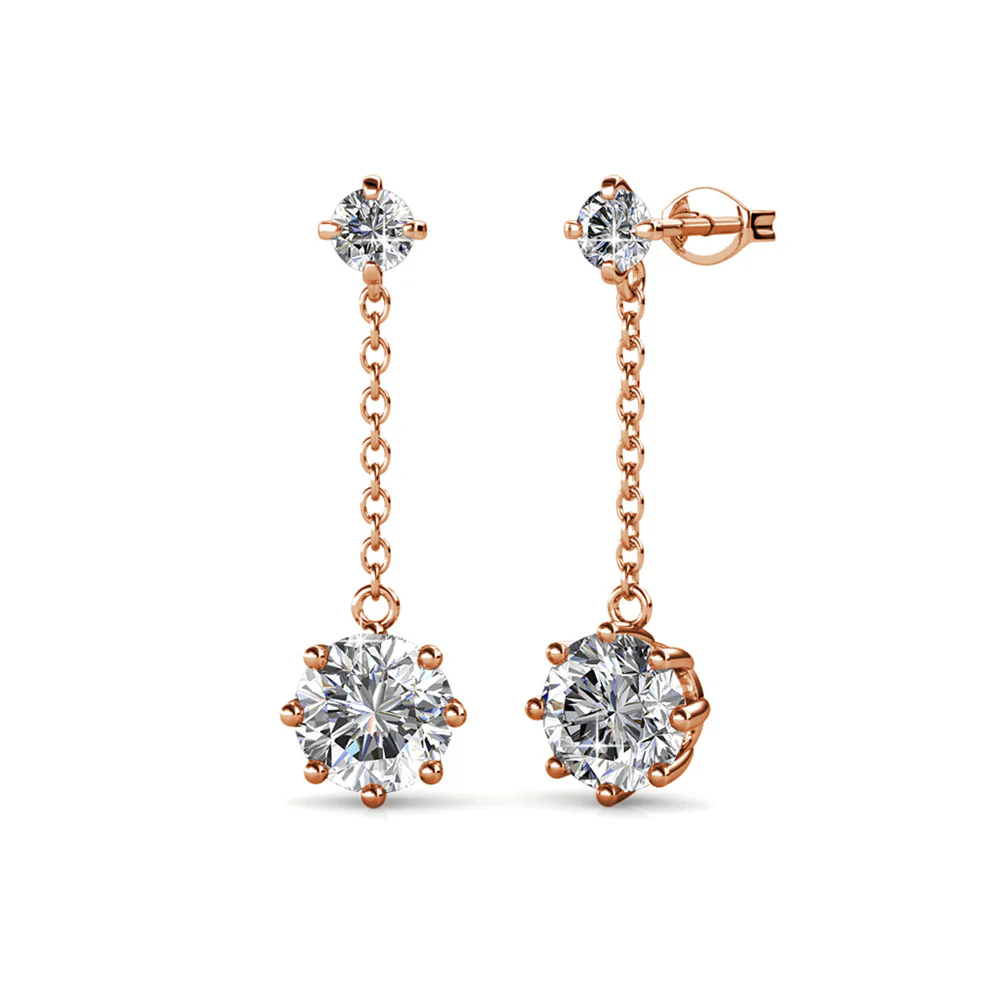 Jessie 18K White Gold Plated Dangle Stud Earrings with Swarovski Crystals - Image 11