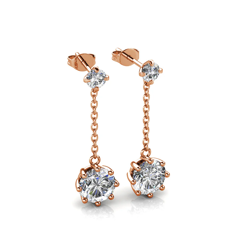 Jessie 18K White Gold Plated Dangle Stud Earrings with Swarovski Crystals - Image 13
