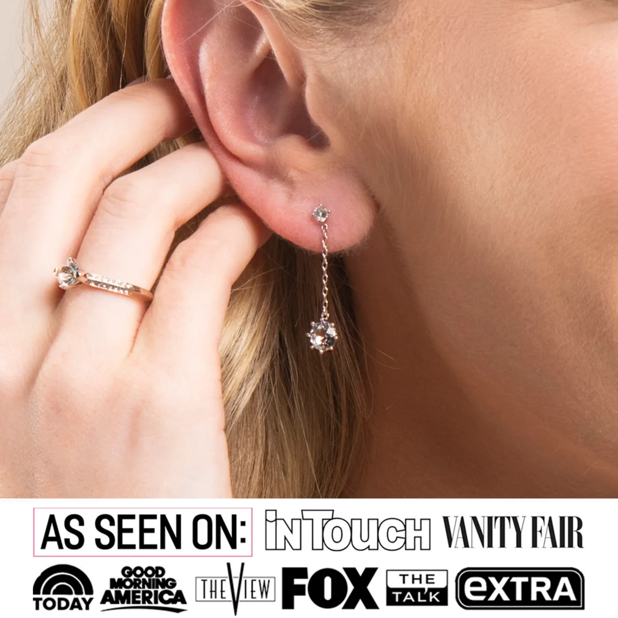 Jessie 18K White Gold Plated Dangle Stud Earrings with Swarovski Crystals - Image 2