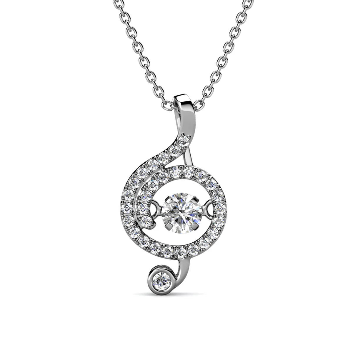 Jolene 18k White Gold Plated G-Clef Dancing Pendant Necklace with Swarovski Crystals - Image 8