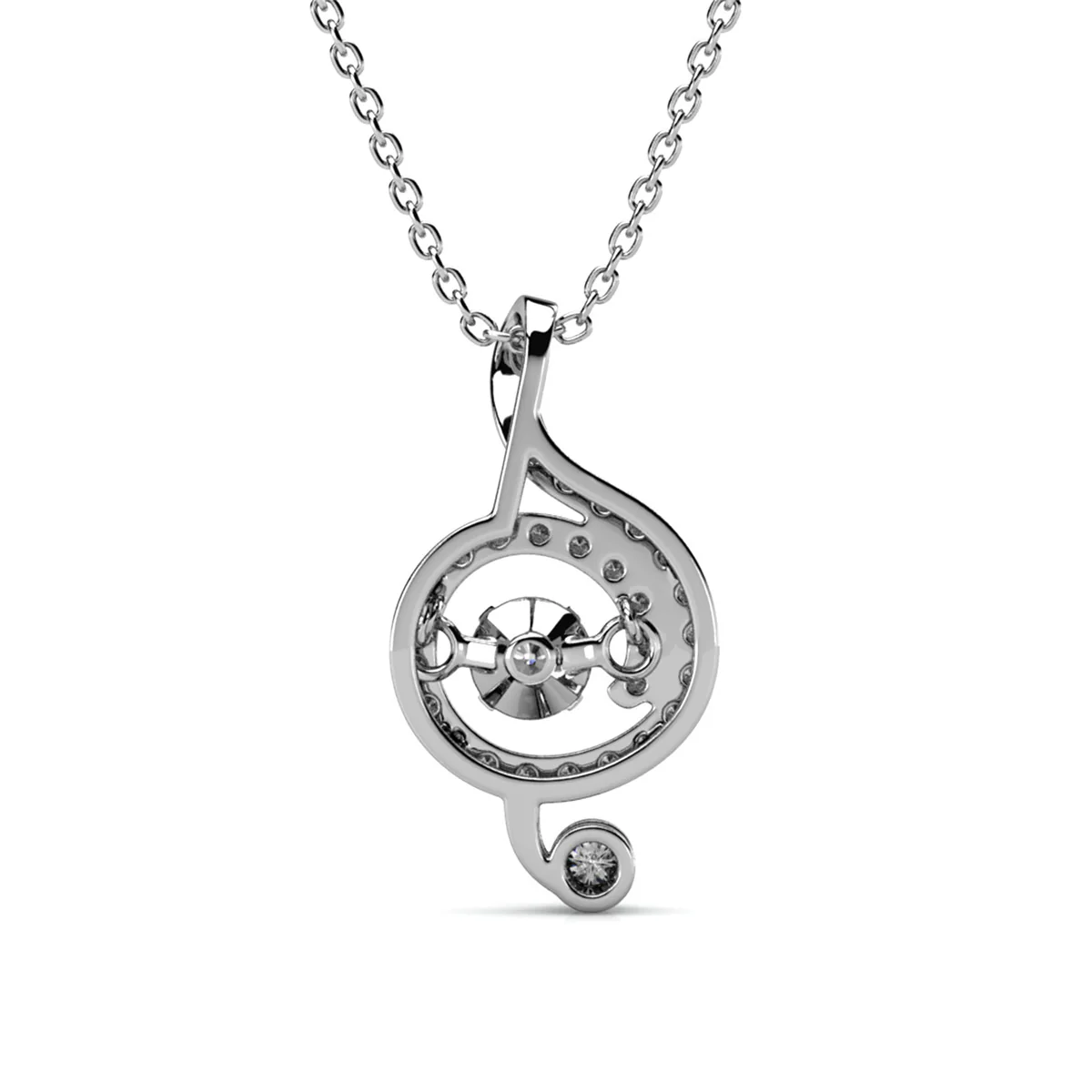 Jolene 18k White Gold Plated G-Clef Dancing Pendant Necklace with Swarovski Crystals - Image 9