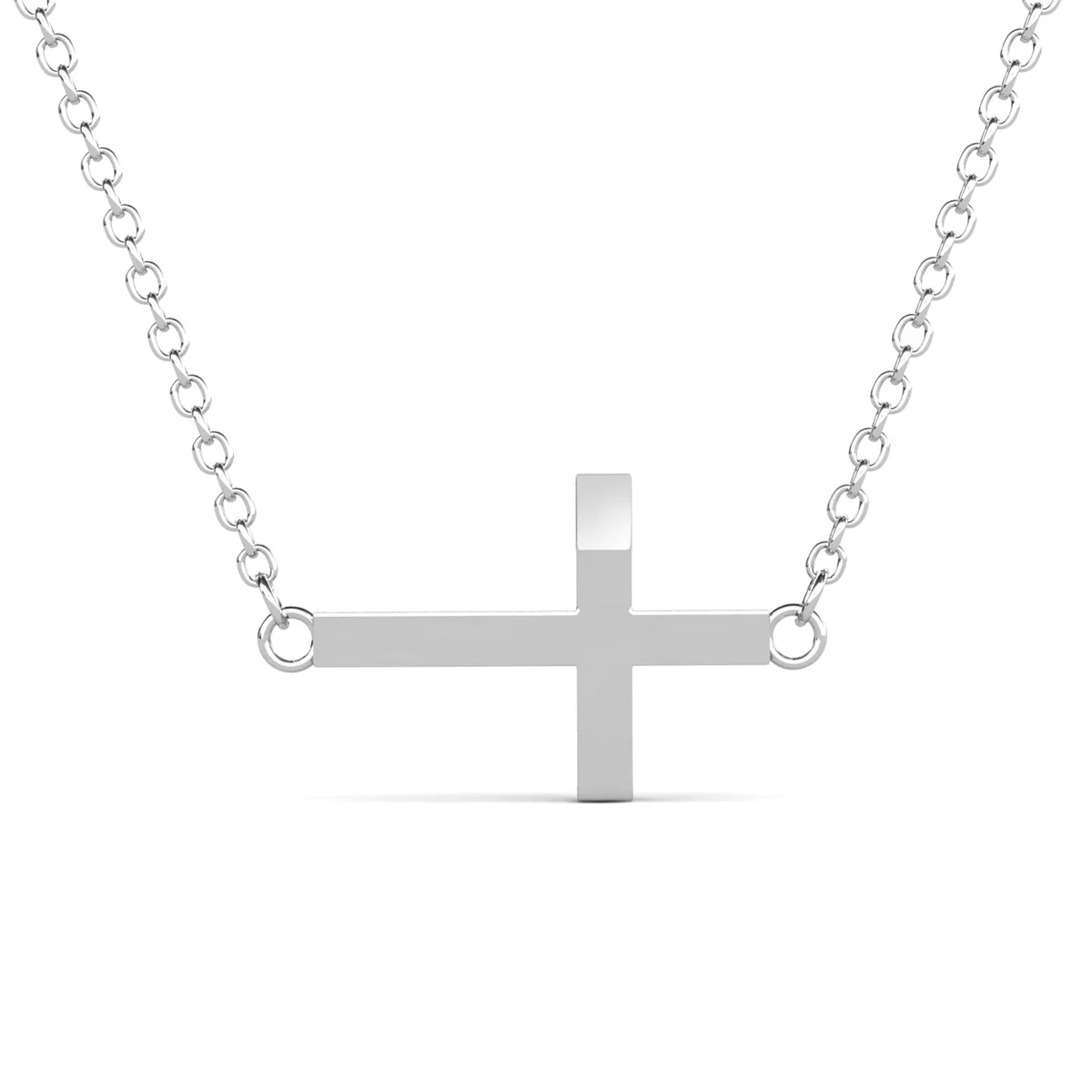 Joy 18k White Gold Plated Cross Pendant Necklace with Swarovski Crystals - Image 9