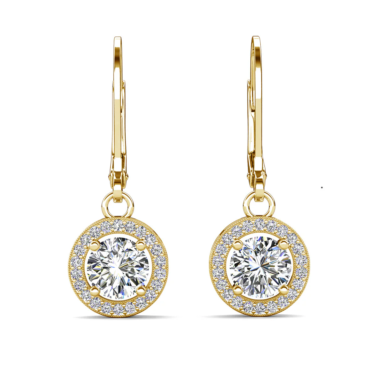 Juliana 18k White Gold Plated Halo Dangle Earrings with Round Cut Simulated Diamond Crystals - Image 10