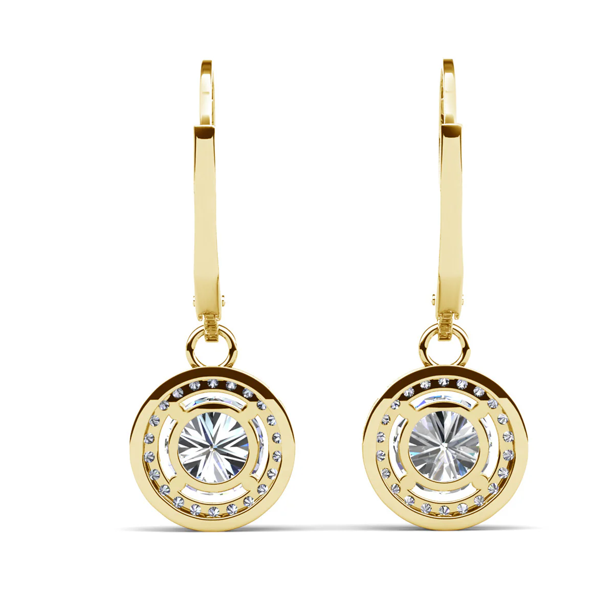 Juliana 18k White Gold Plated Halo Dangle Earrings with Round Cut Simulated Diamond Crystals - Image 13