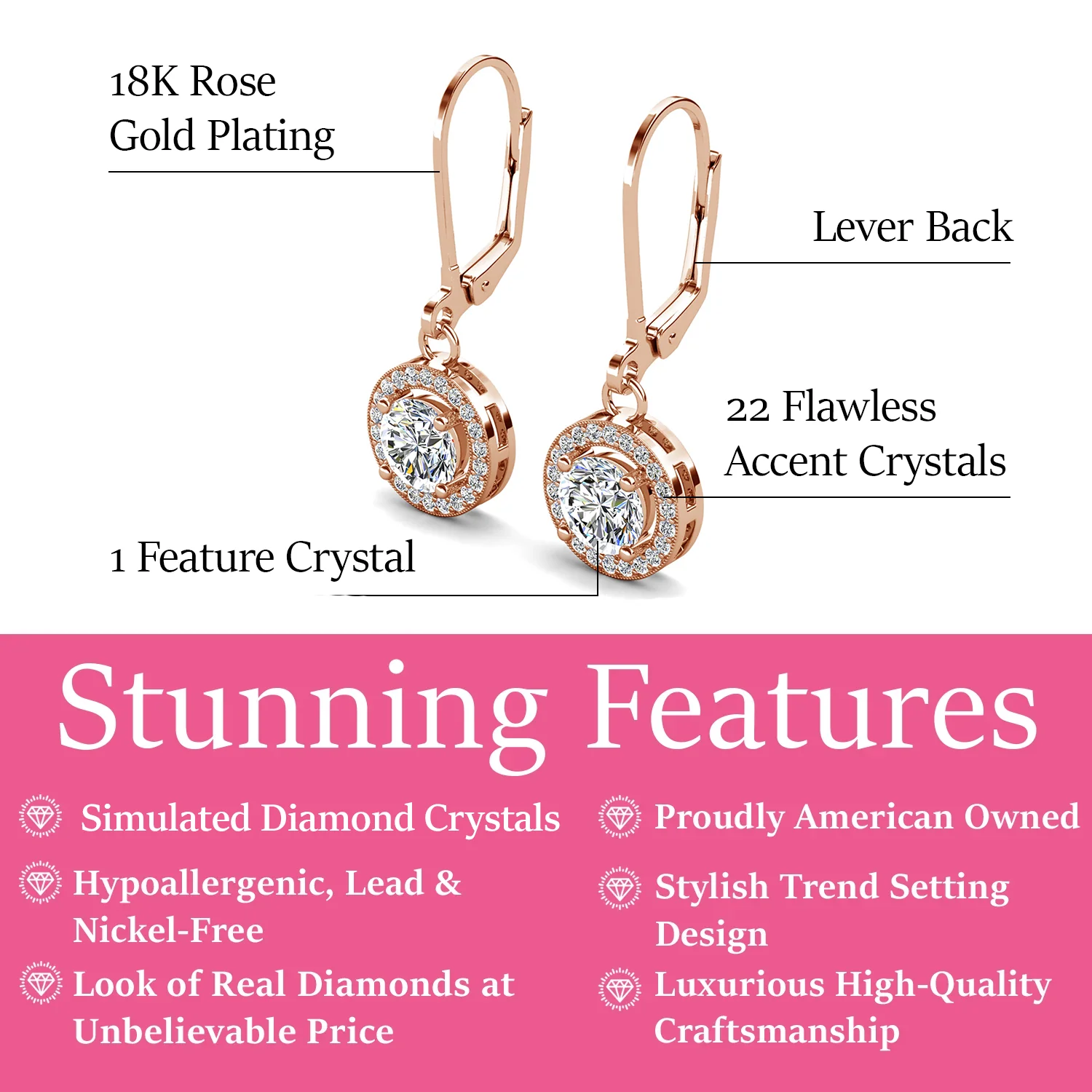 Juliana 18k White Gold Plated Halo Dangle Earrings with Round Cut Simulated Diamond Crystals - Image 16