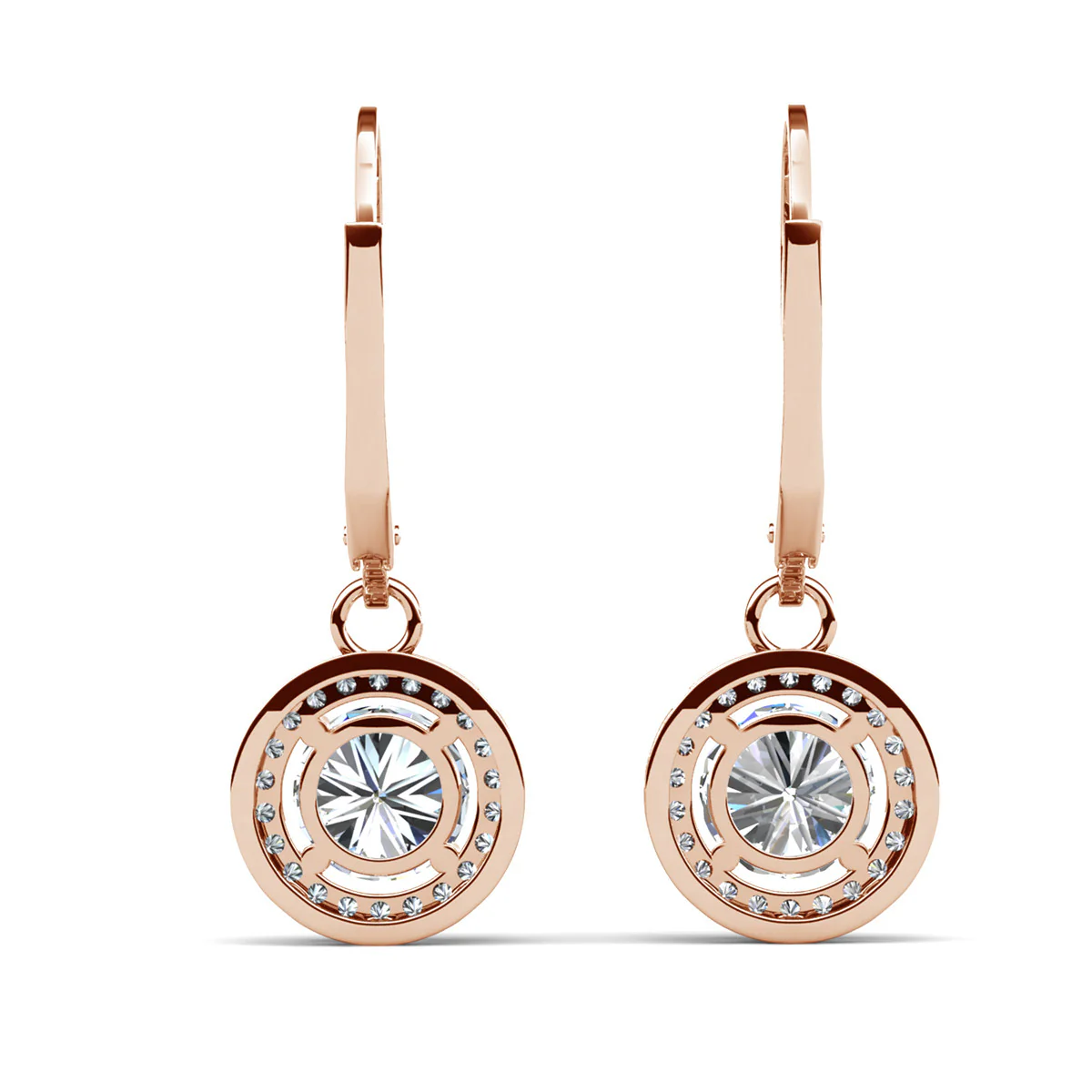 Juliana 18k White Gold Plated Halo Dangle Earrings with Round Cut Simulated Diamond Crystals - Image 18