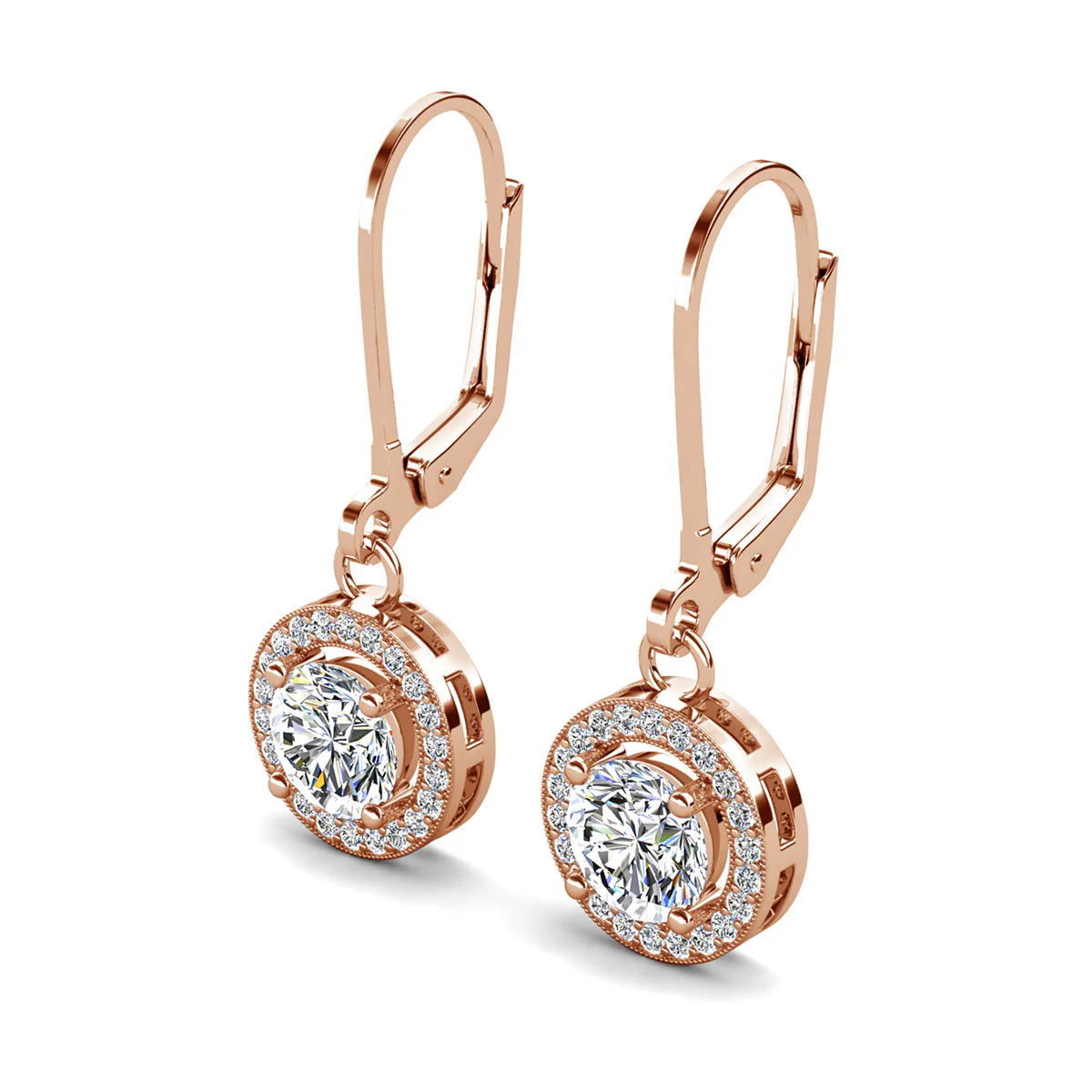 Juliana 18k White Gold Plated Halo Dangle Earrings with Round Cut Simulated Diamond Crystals - Image 19