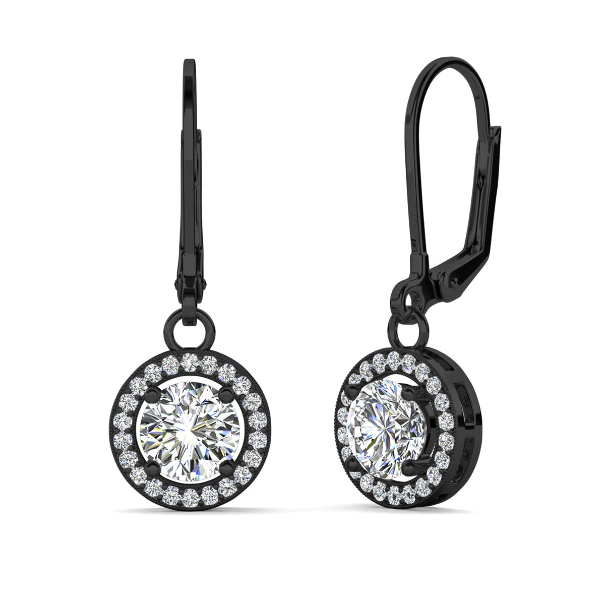 Juliana 18k White Gold Plated Halo Dangle Earrings with Round Cut Simulated Diamond Crystals - Image 22