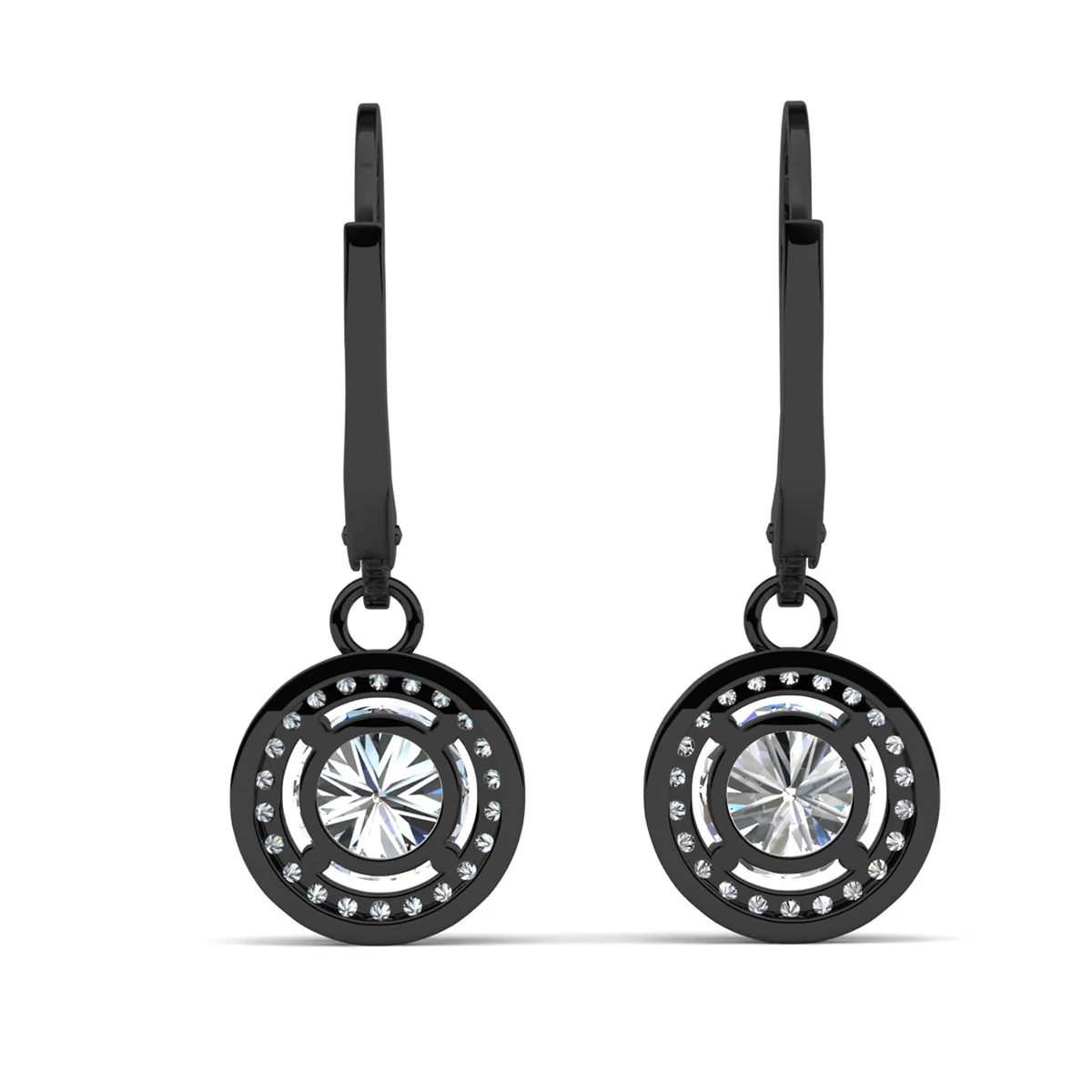 Juliana 18k White Gold Plated Halo Dangle Earrings with Round Cut Simulated Diamond Crystals - Image 23