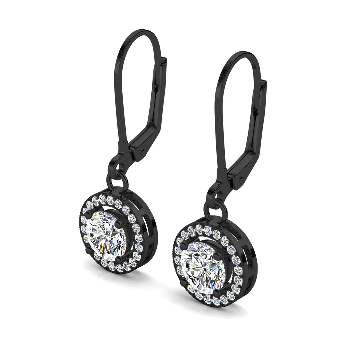Juliana 18k White Gold Plated Halo Dangle Earrings with Round Cut Simulated Diamond Crystals - Image 24