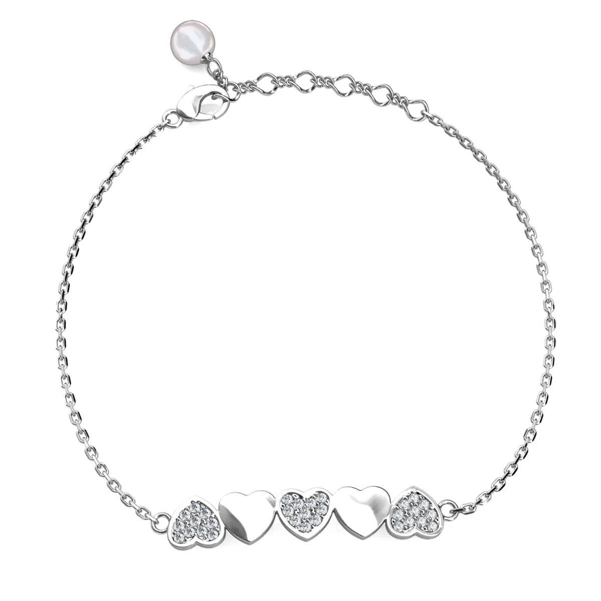 Juliette 18k White Gold Plated Heart Bracelet with Swarovski Crystals - Image 8