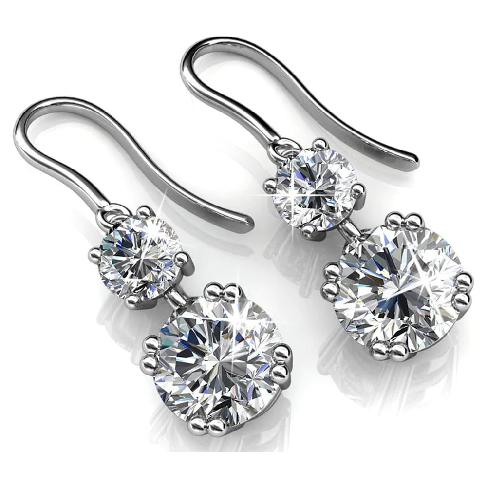 Kadence 18k White Gold Plated Drop Dangle Earrings with Swarovski Crystals - Image 8
