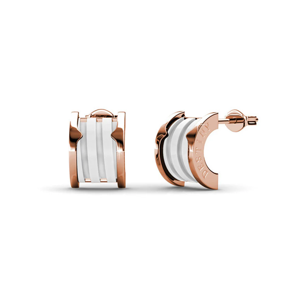 Kali 18K White Gold Half Hoop Earrings With Ceramic Inlay — Final Sale - Image 6