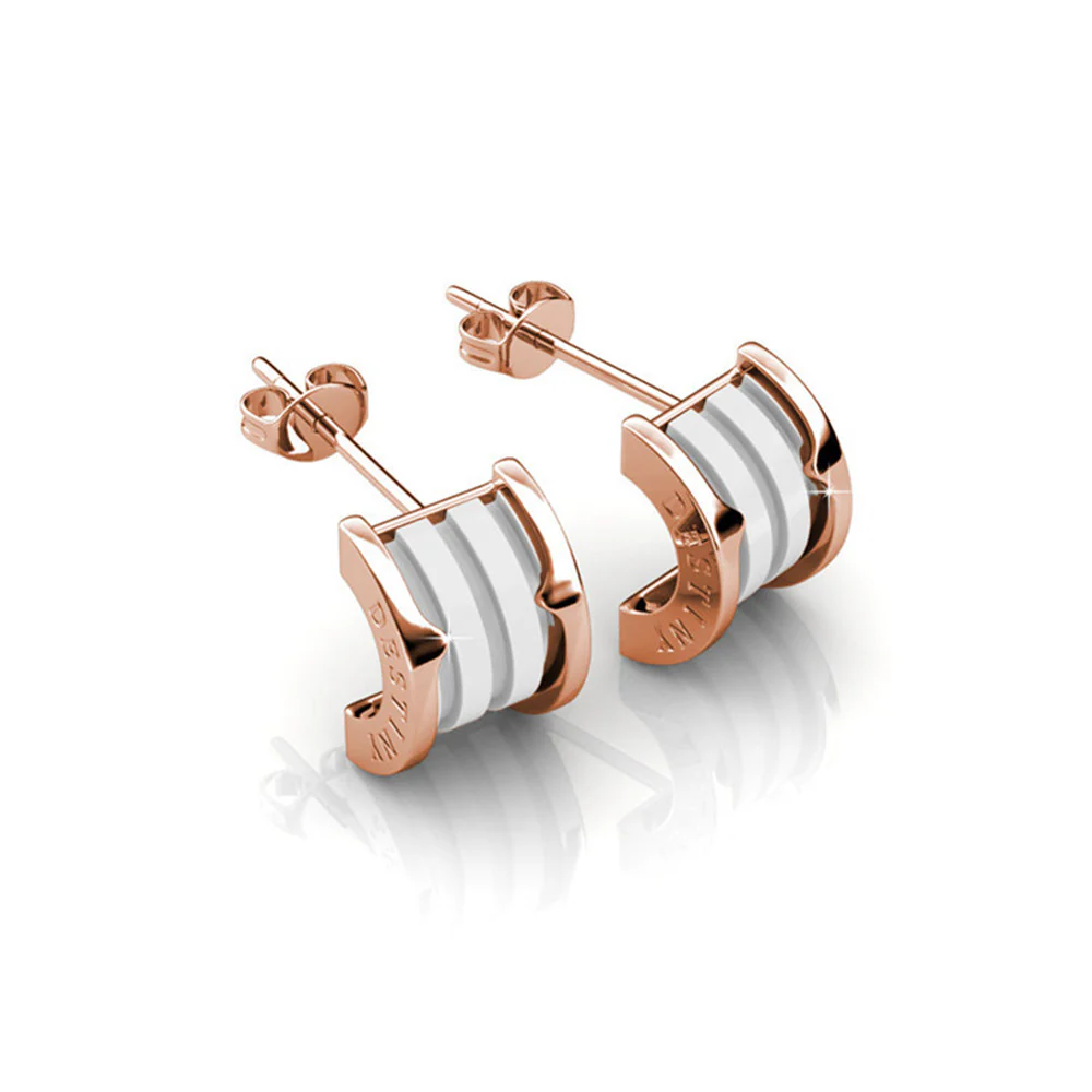 Kali 18K White Gold Half Hoop Earrings With Ceramic Inlay — Final Sale - Image 8