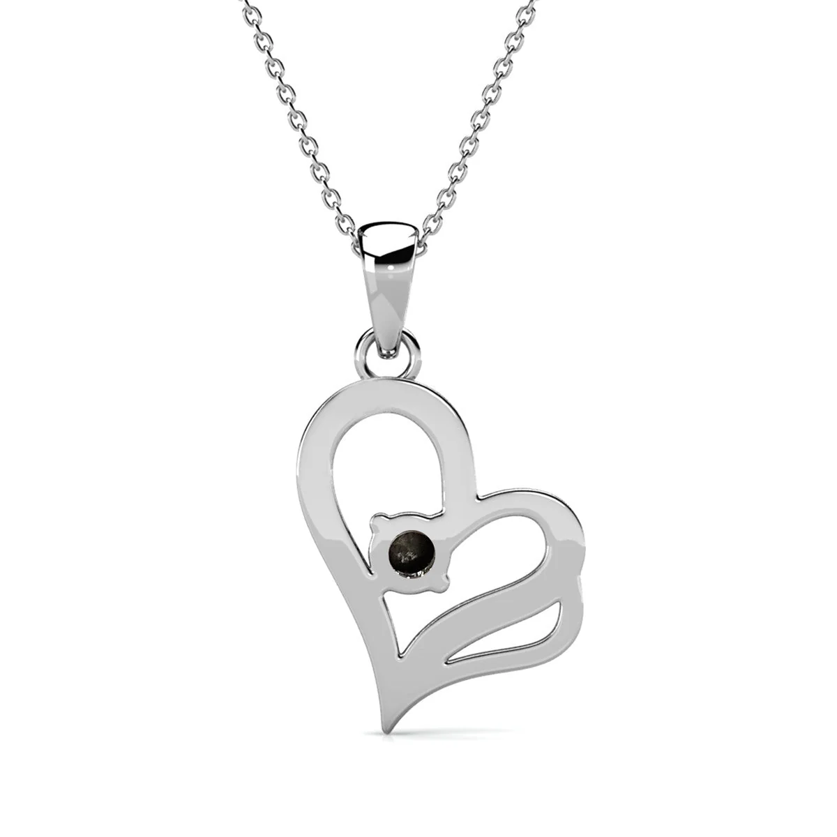 Kara 18k White Gold Plated Silver Heart Necklace with Swarovski Crystals - Image 8