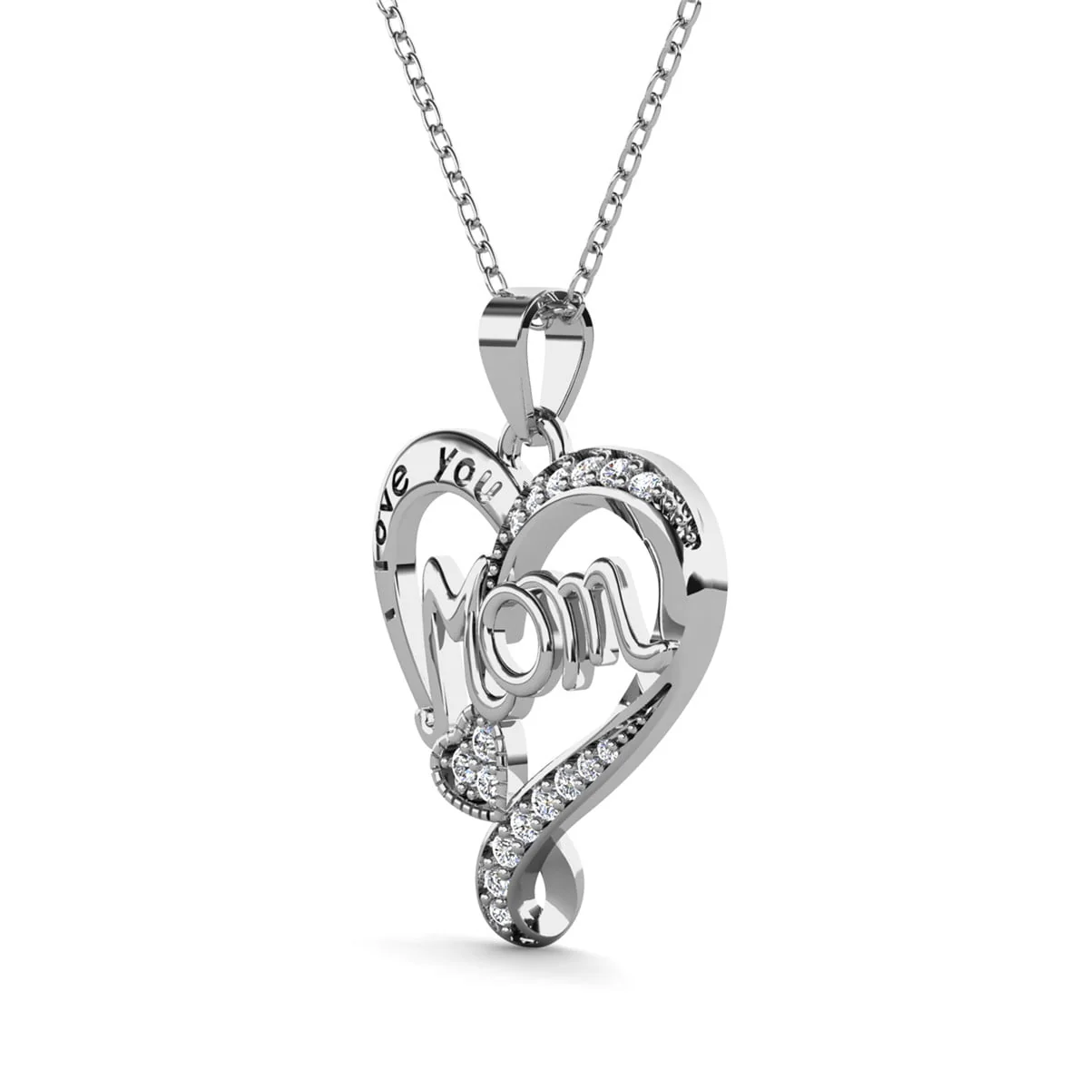 Karina 18k White Gold Plated Necklace with Swarovski Crystals & Heartfelt Message for Mom - Image 9