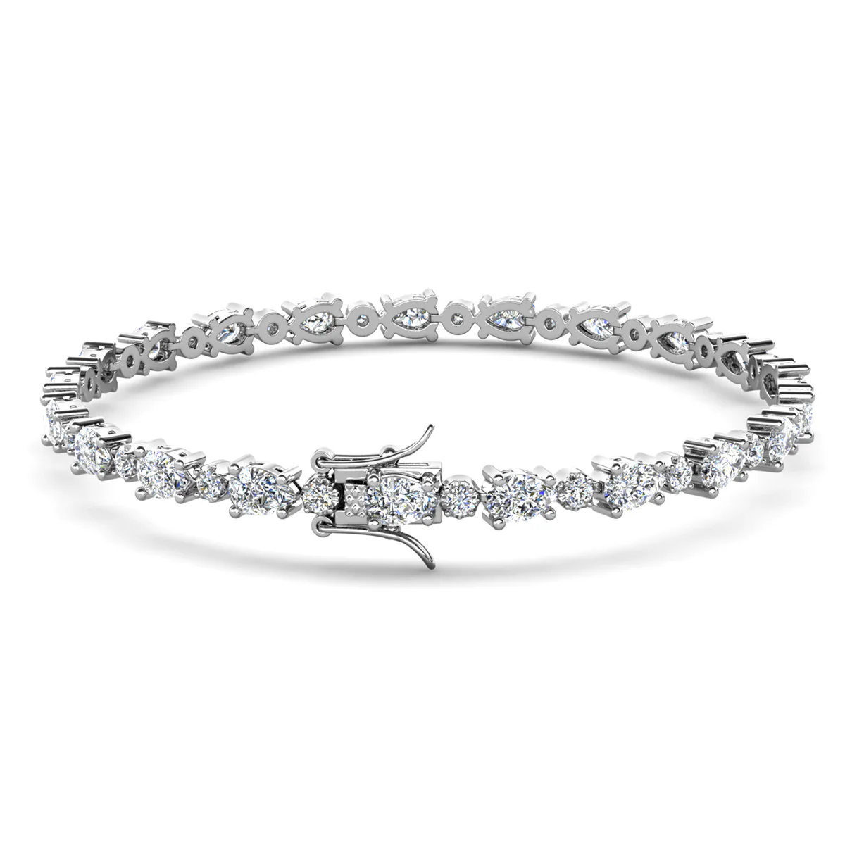 Katelynn 18k White Gold Plated Tennis Bracelet with Simulated Diamond Crystals - Image 7