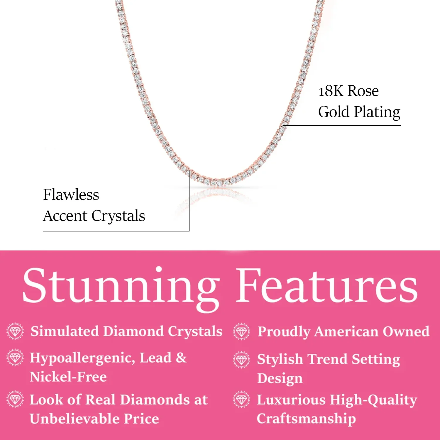 Kaylee 18k White Gold Plated Necklace with Simulated Diamond Crystals - Image 10