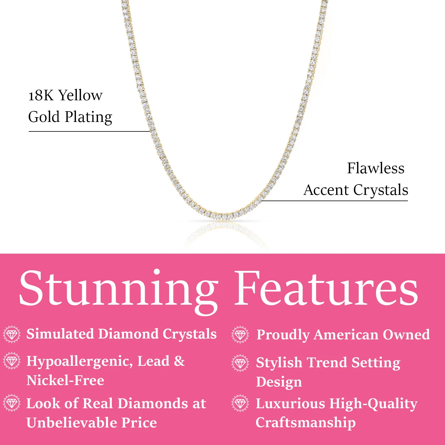 Kaylee 18k White Gold Plated Necklace with Simulated Diamond Crystals - Image 8