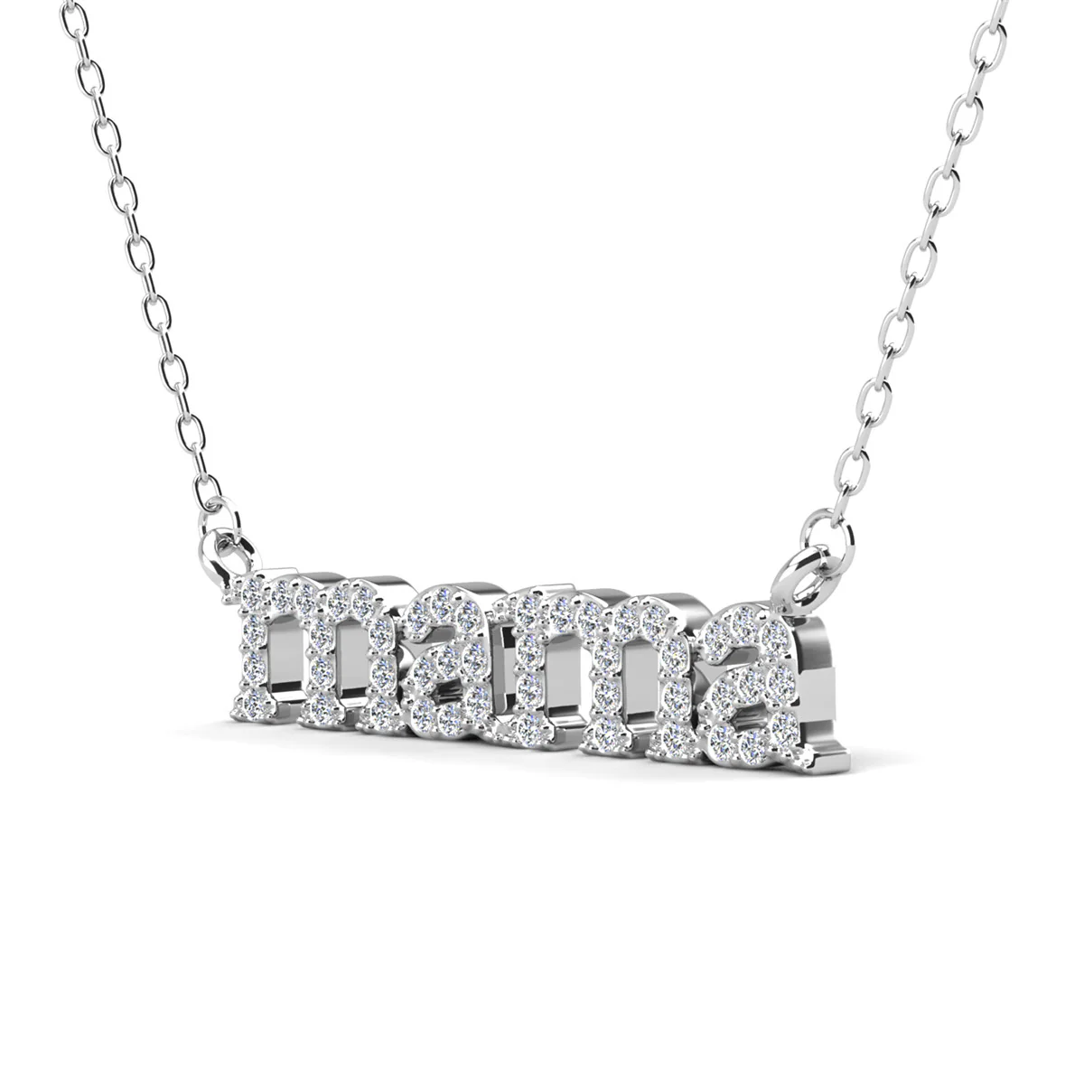 Kelly 18k White Gold Plated Mama Necklace with Swarovski Crystals - Image 7