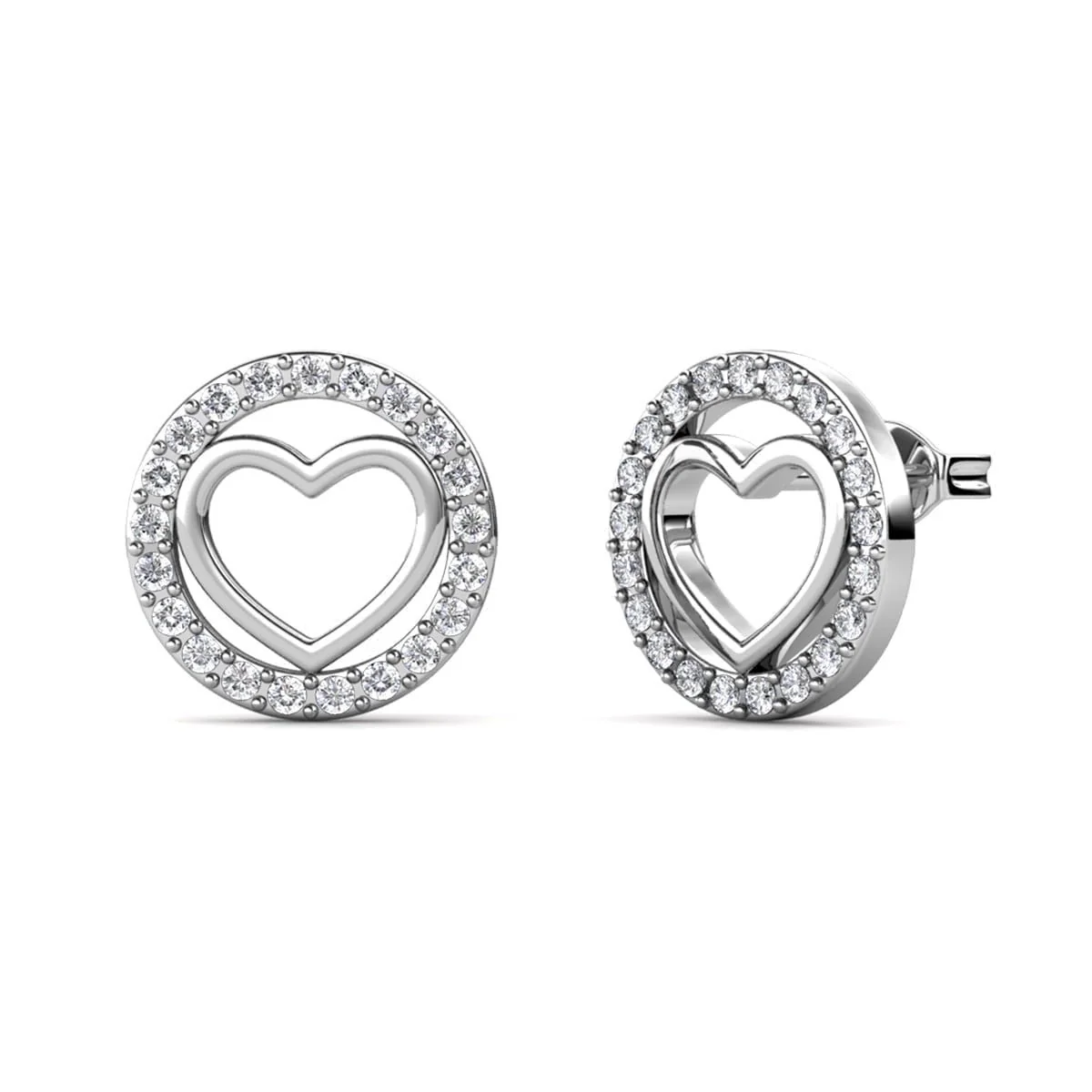 Khaleesi 18k White Gold Plated Silver Heart Necklace and Earring Set with Swarovski Crystals - Image 7