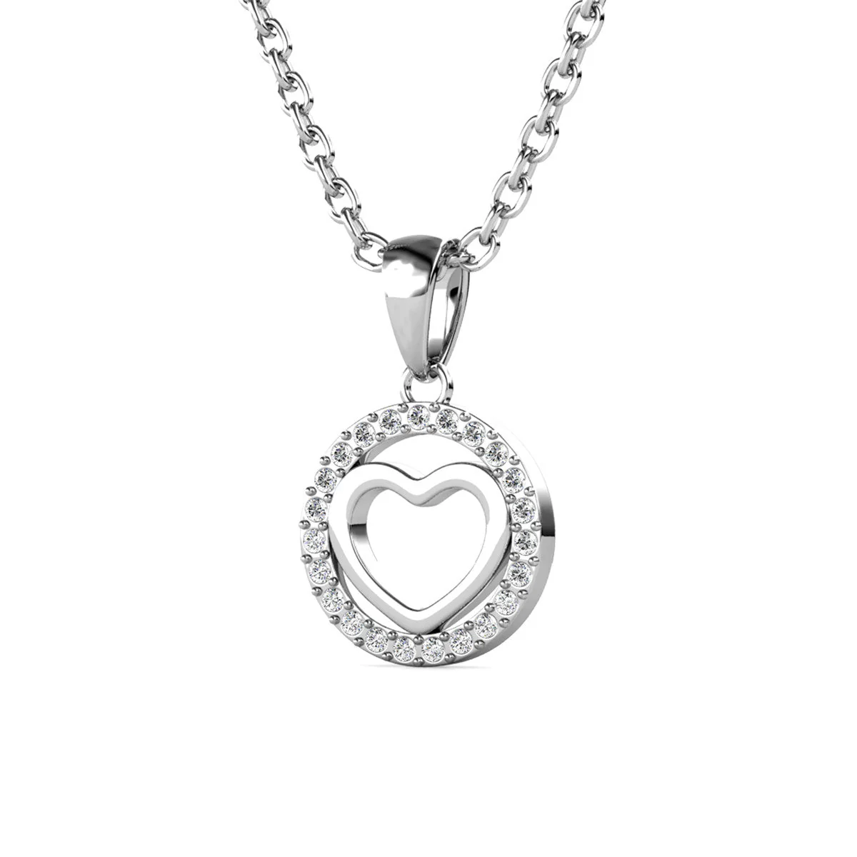 Khaleesi 18k White Gold Plated Silver Heart Necklace with Swarovski Crystals - Image 7