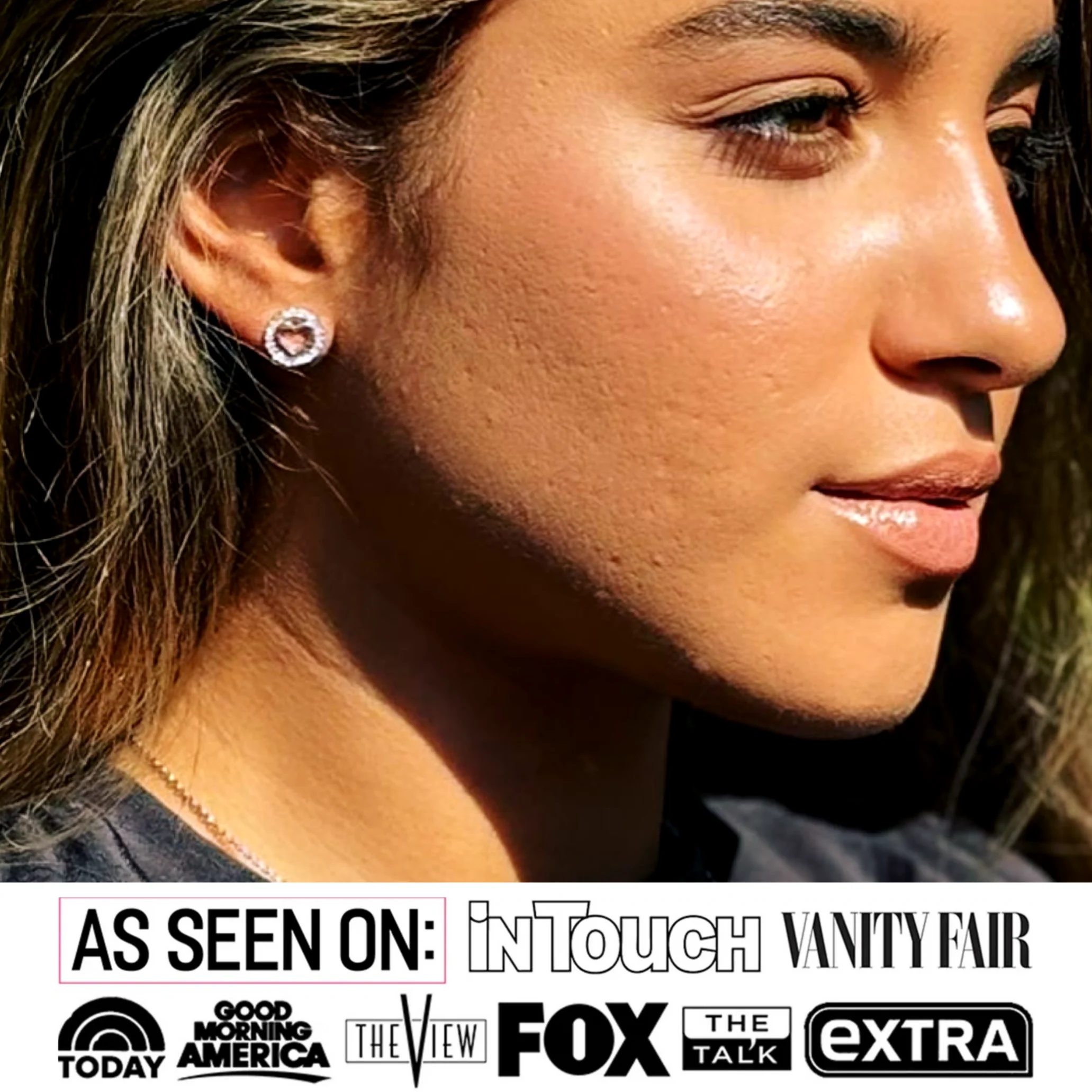 Khaleesi 18k White Gold Plated Silver Heart Stud Earrings with Swarovski Crystals - Image 2
