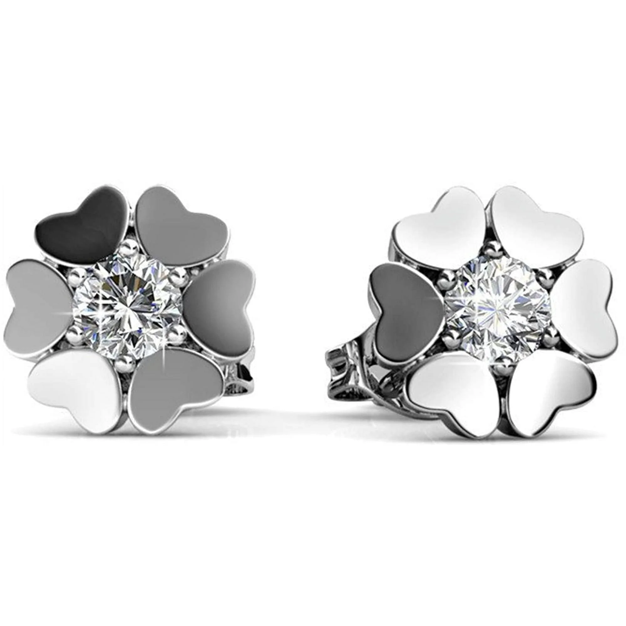 Khloe 18k White Gold Heart Necklace and Stud Earrings Jewelry Set with Crystals - Image 8