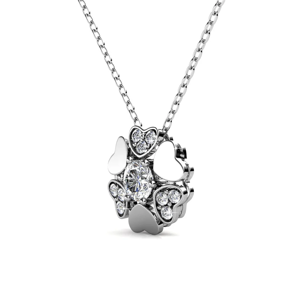 Khloe 18k White Gold Heart Pendant Necklace with Round Cut Swarovski Crystals - Image 7