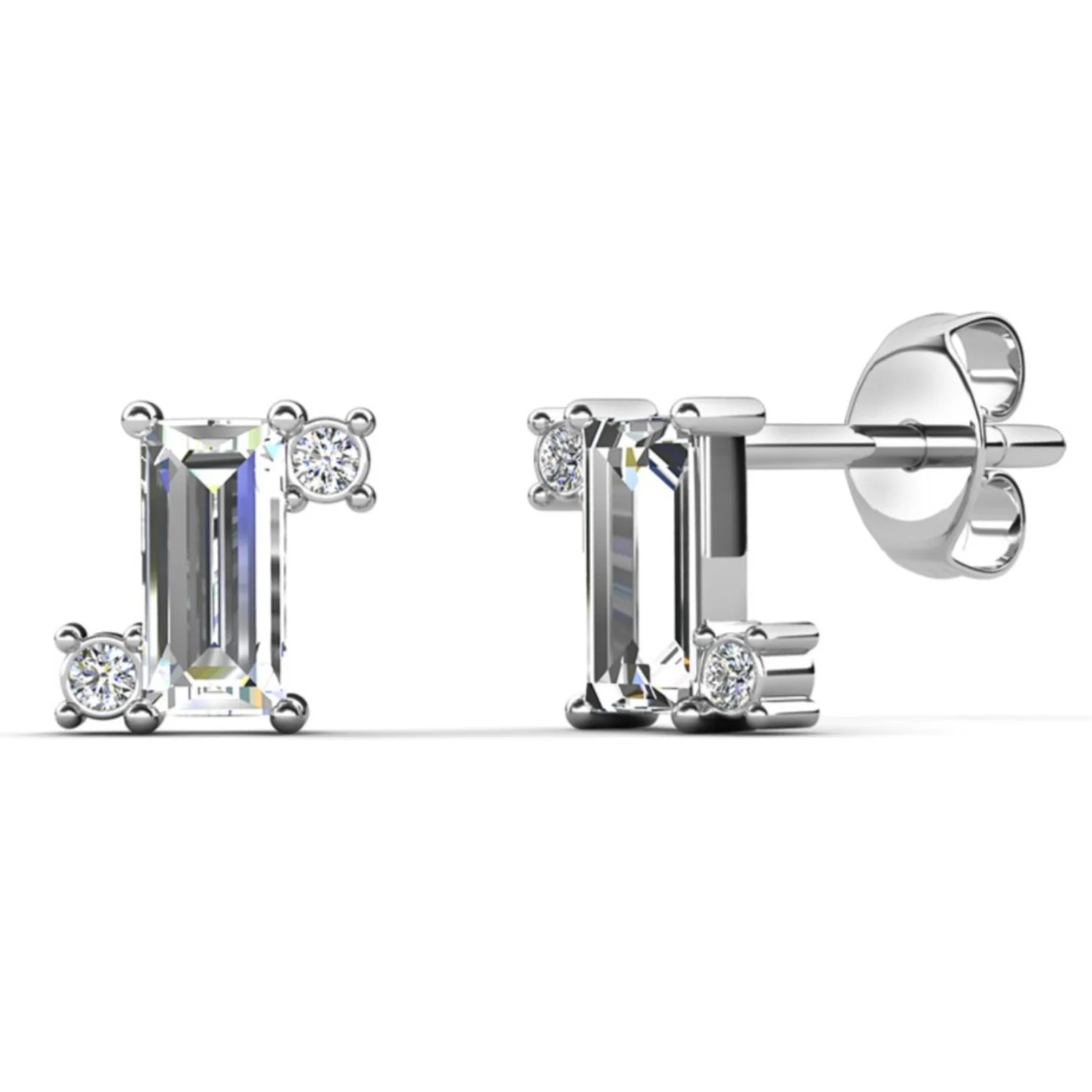 Kimberly 18k White Gold Plated Solitaire Stud Earrings with Swarovski Crystals - Image 8