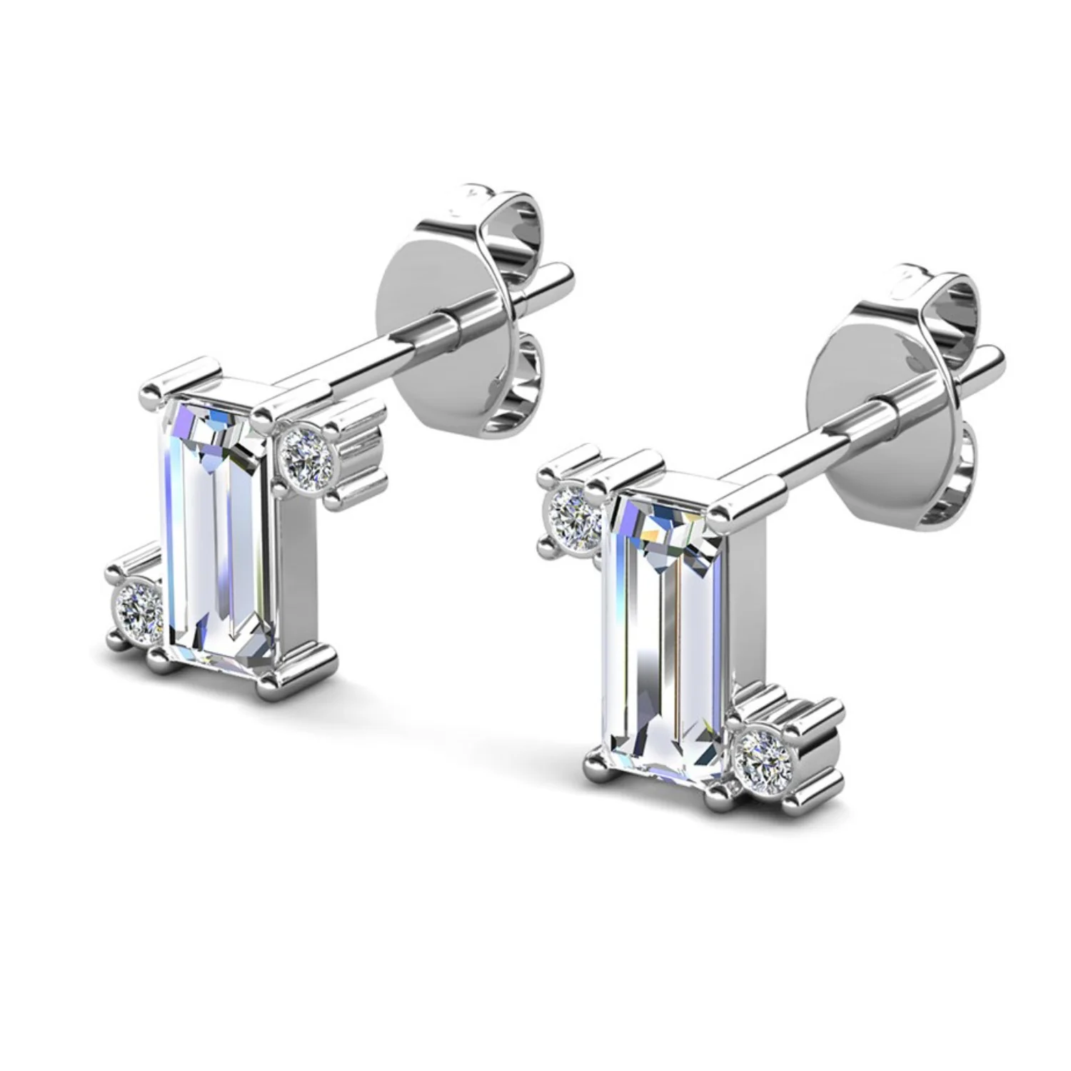 Kimberly 18k White Gold Plated Solitaire Stud Earrings with Swarovski Crystals - Image 9