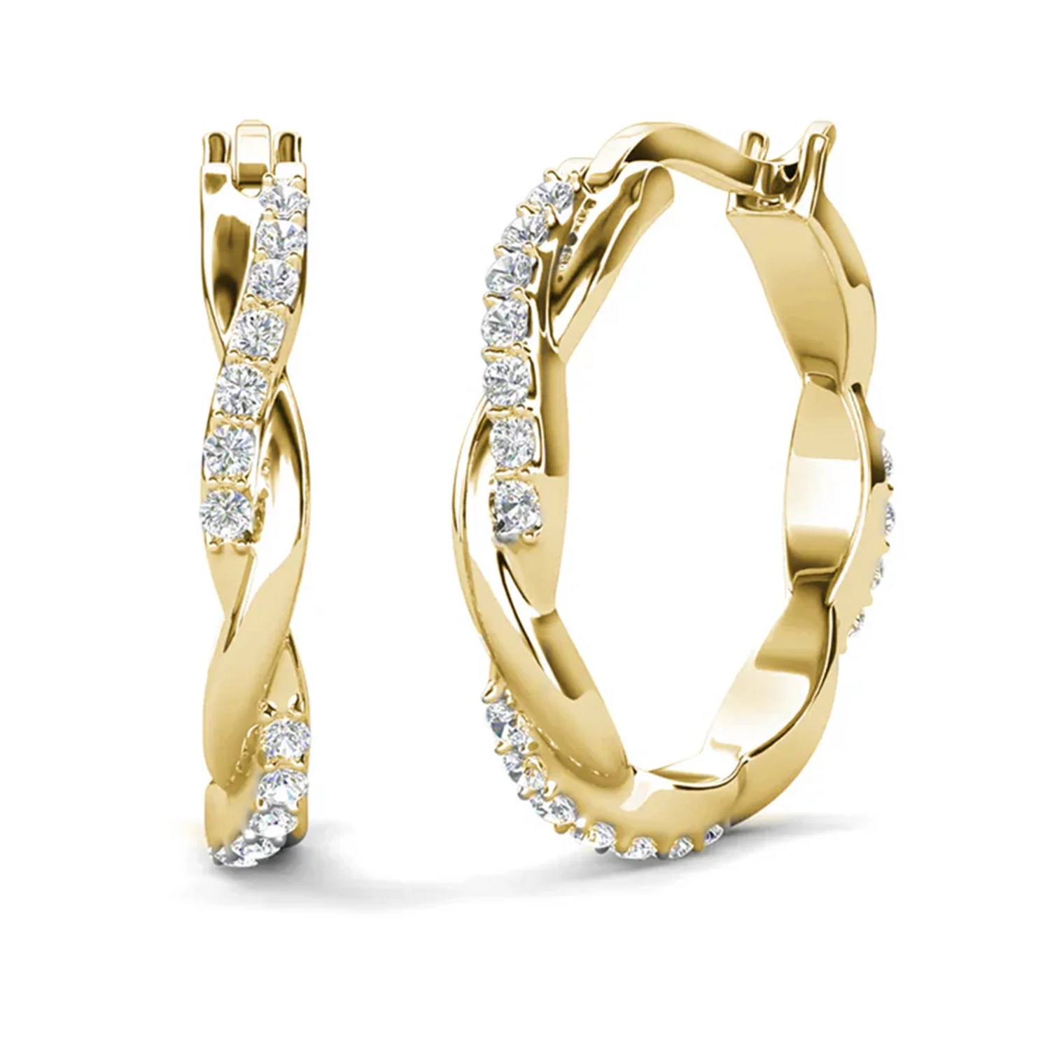 Lauren 18k White Gold Plated 22mm Twisted Hoop Earrings with Swarovski Crystals (3 Pair Set) - Image 13
