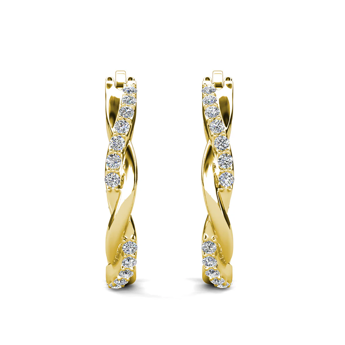 Lauren 18k White Gold Plated 22mm Twisted Hoop Earrings with Swarovski Crystals (3 Pair Set) - Image 14
