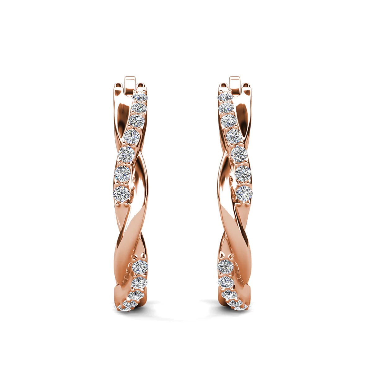 Lauren 18k White Gold Plated 22mm Twisted Hoop Earrings with Swarovski Crystals (3 Pair Set) - Image 19