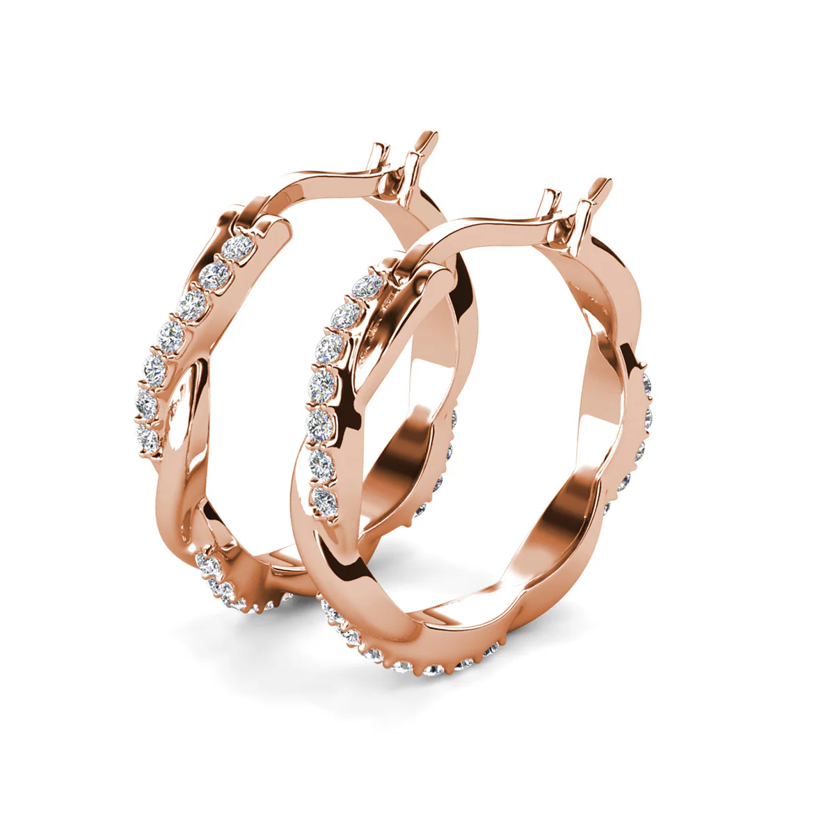 Lauren 18k White Gold Plated 22mm Twisted Hoop Earrings with Swarovski Crystals (3 Pair Set) - Image 20