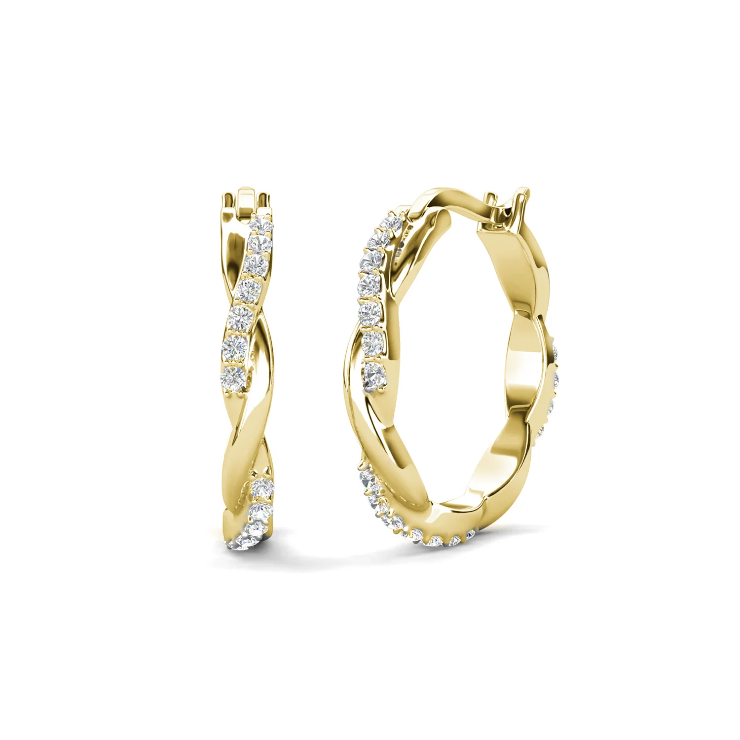 Lauren 18k White Gold Plated 22mm Twisted Hoop Earrings with Swarovski Crystals - Image 10