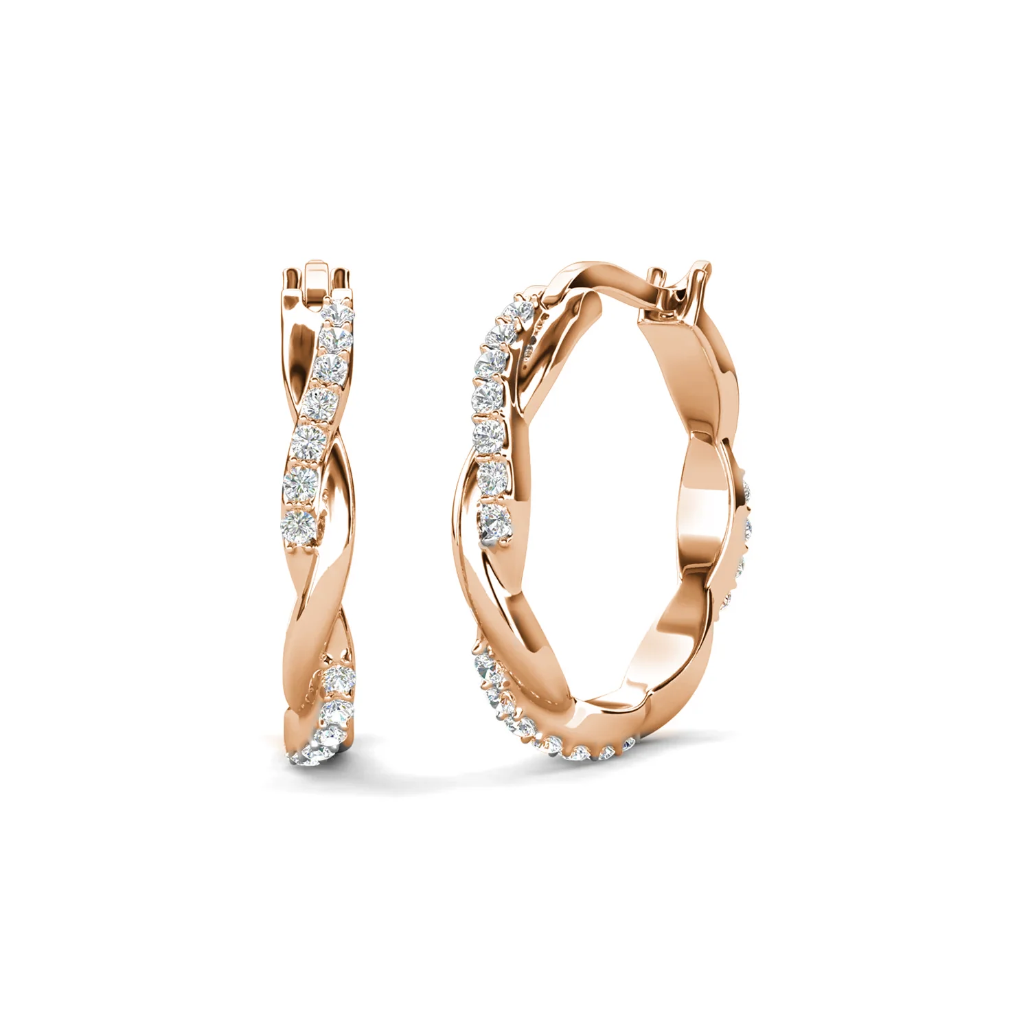 Lauren 18k White Gold Plated 22mm Twisted Hoop Earrings with Swarovski Crystals - Image 14