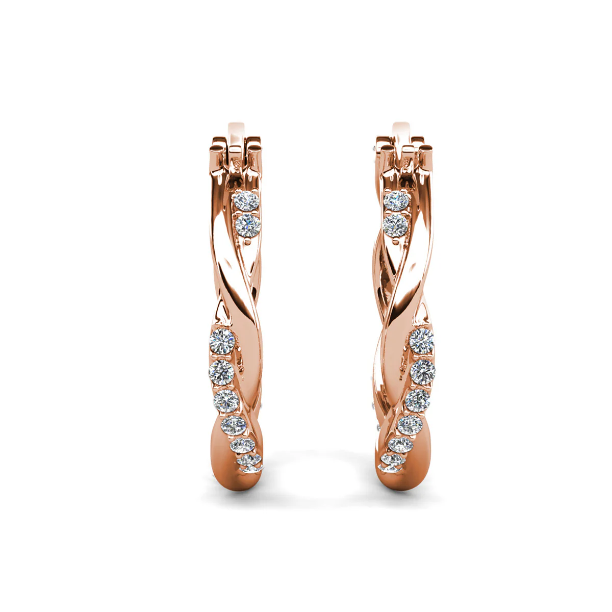 Lauren 18k White Gold Plated 22mm Twisted Hoop Earrings with Swarovski Crystals - Image 16