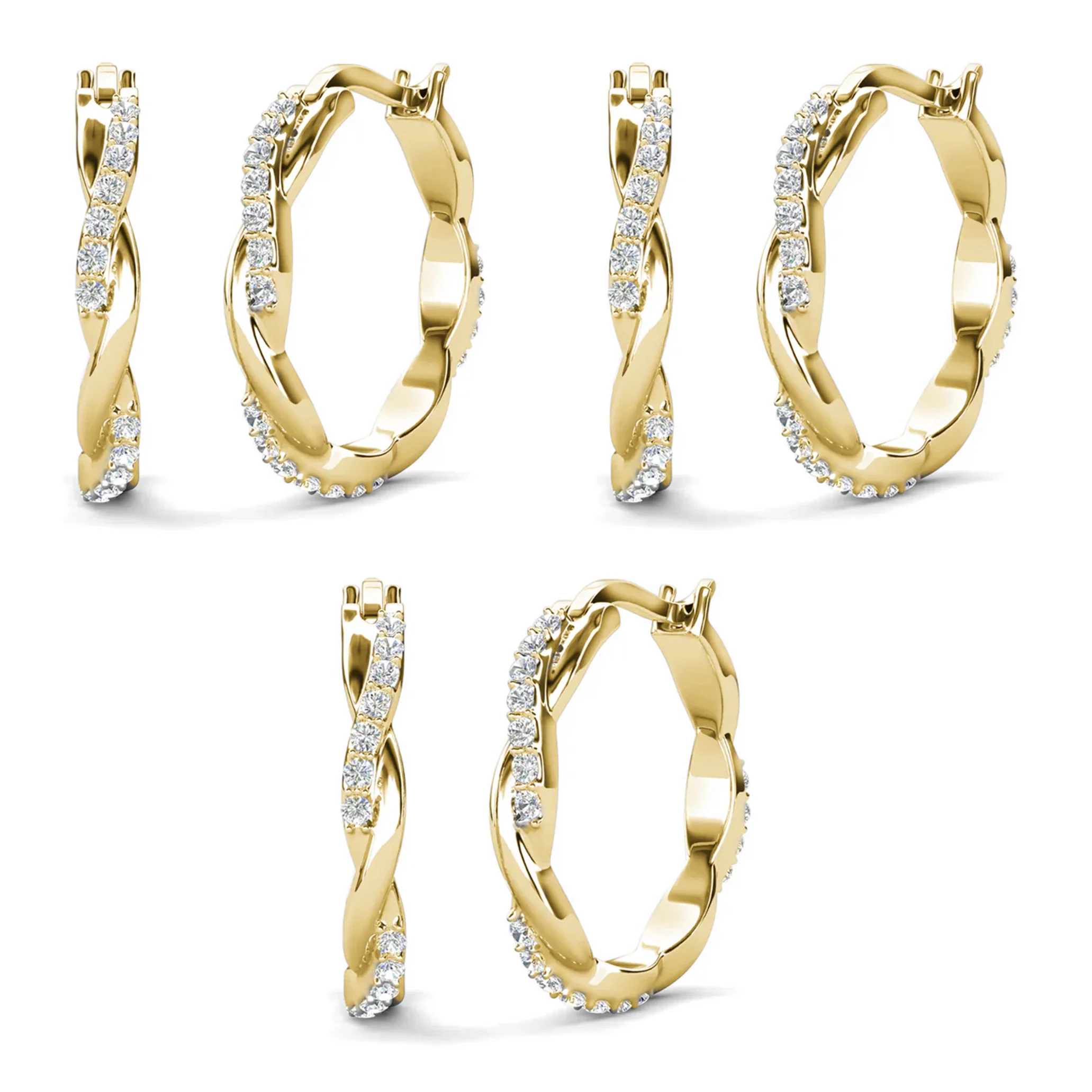 Lauren 18k White Gold Plated 22mm Twisted Hoop Earrings with Swarovski Crystals - Image 19