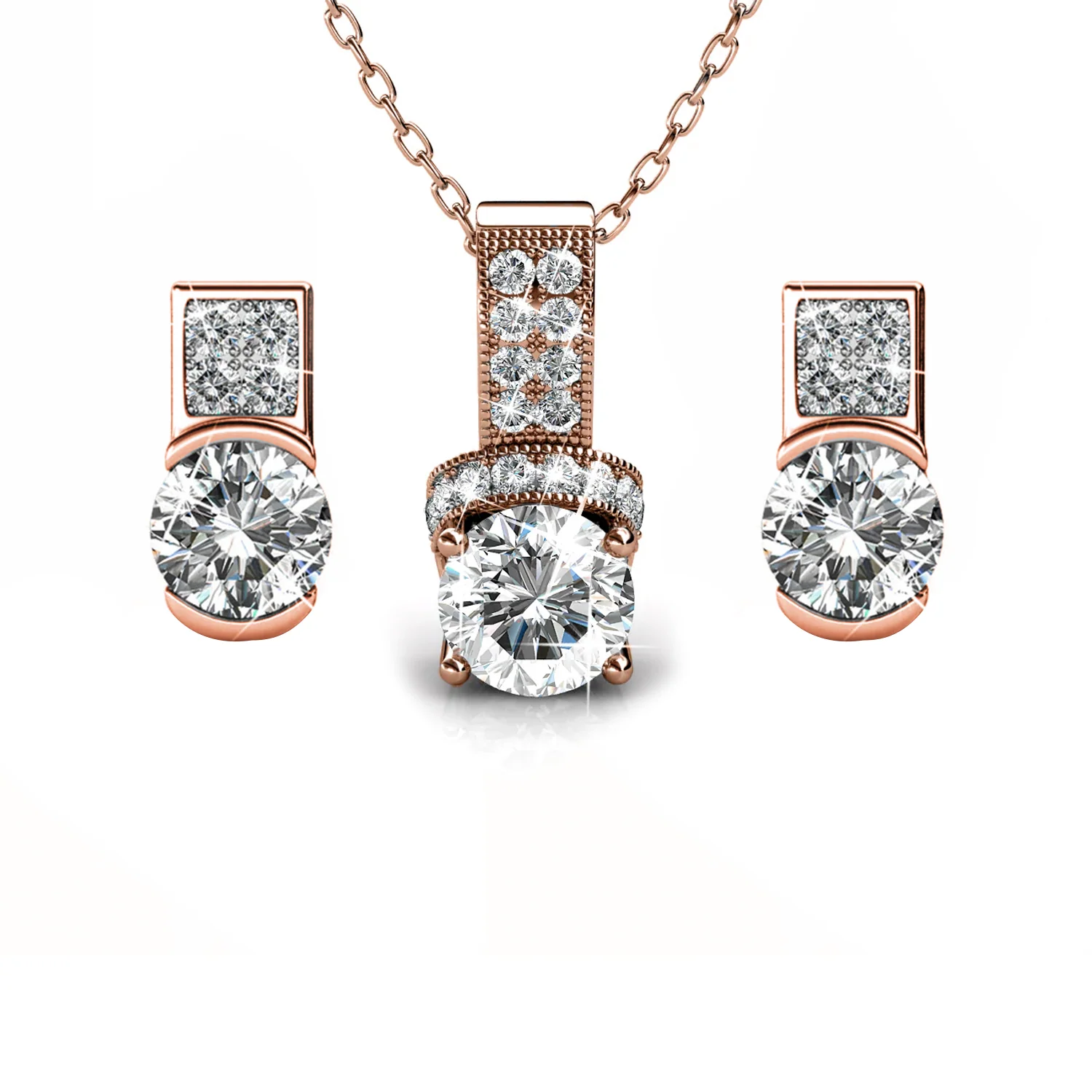 Laya 18k White Gold Pendant Necklace and Earrings Jewelry Set with Swarovski Crystals  — Final Sale - Image 10