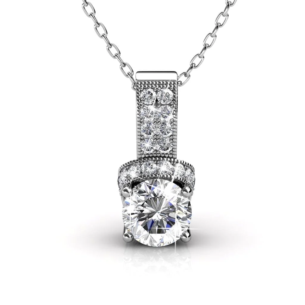 Laya 18k White Gold Pendant Necklace and Earrings Jewelry Set with Swarovski Crystals  — Final Sale - Image 6