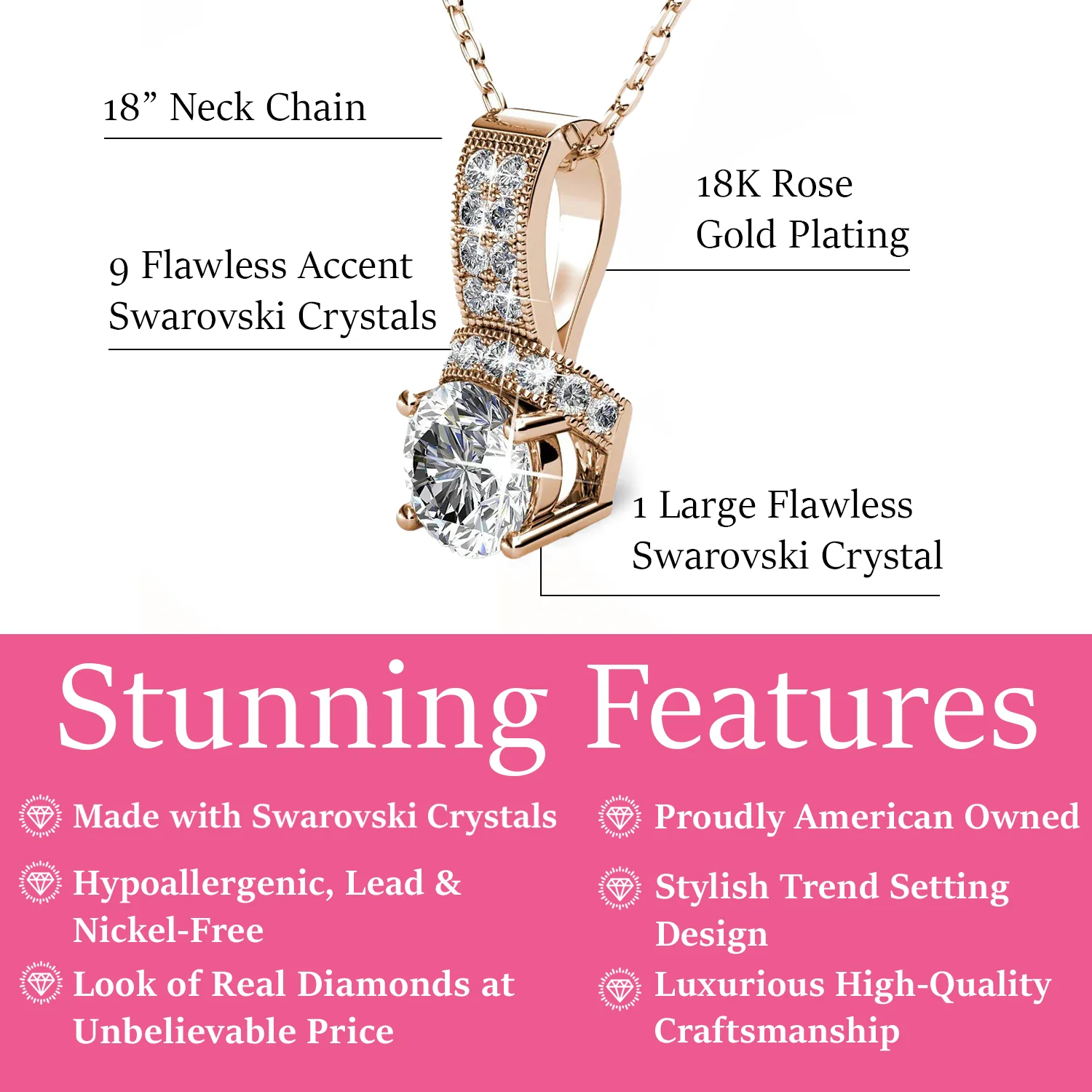 Laya 18k White Gold Plated Pendant Necklace with Swarovski Crystals - Image 12